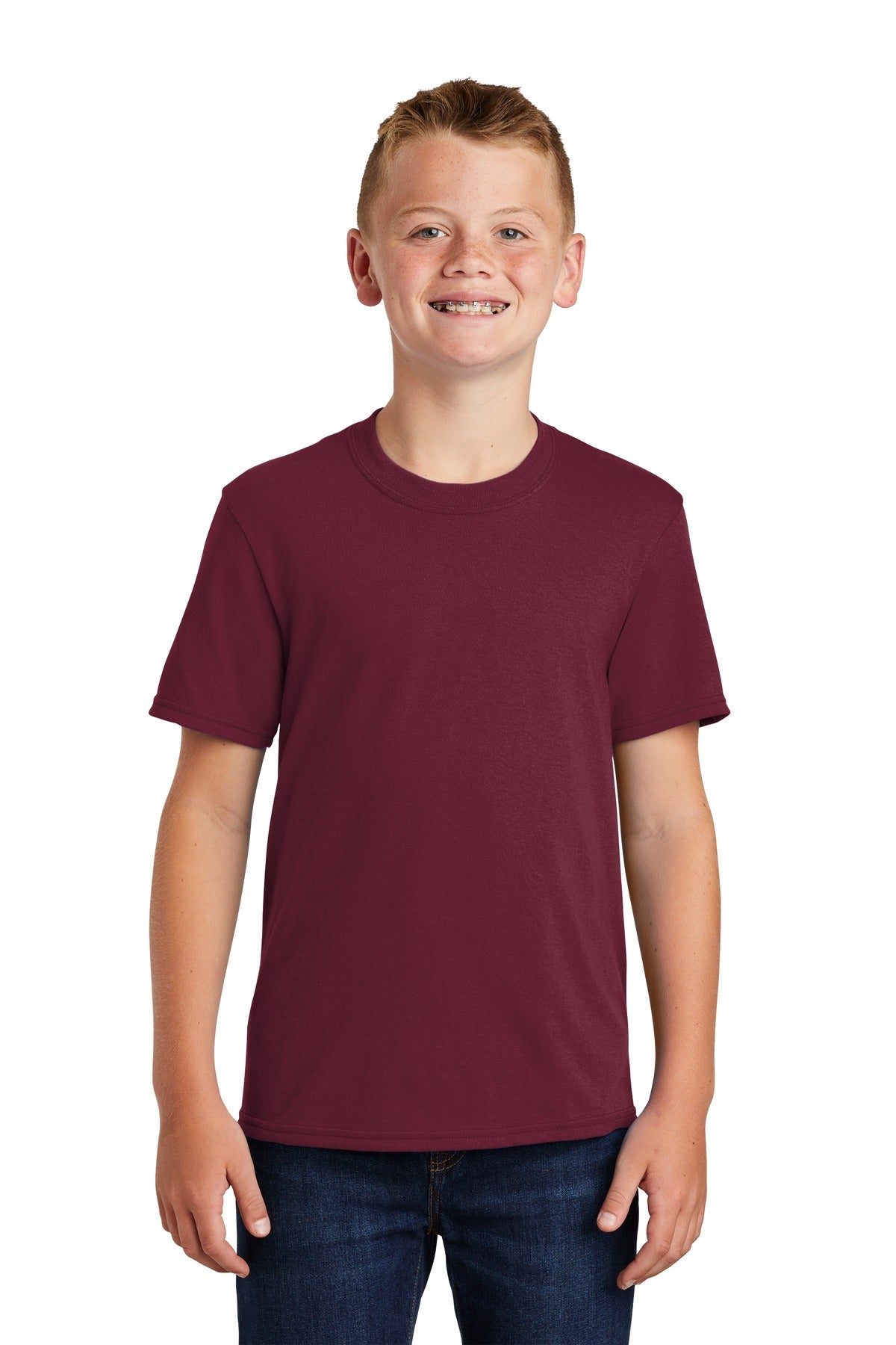 Cardinal Port & Co Youth Core Blend Tee. PC55Y