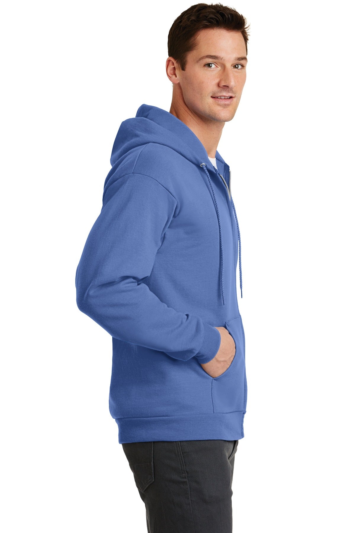 Carolina Blue Port & Co Core Fleece Full-Zip Hooded Sweatshirt. PC78ZH