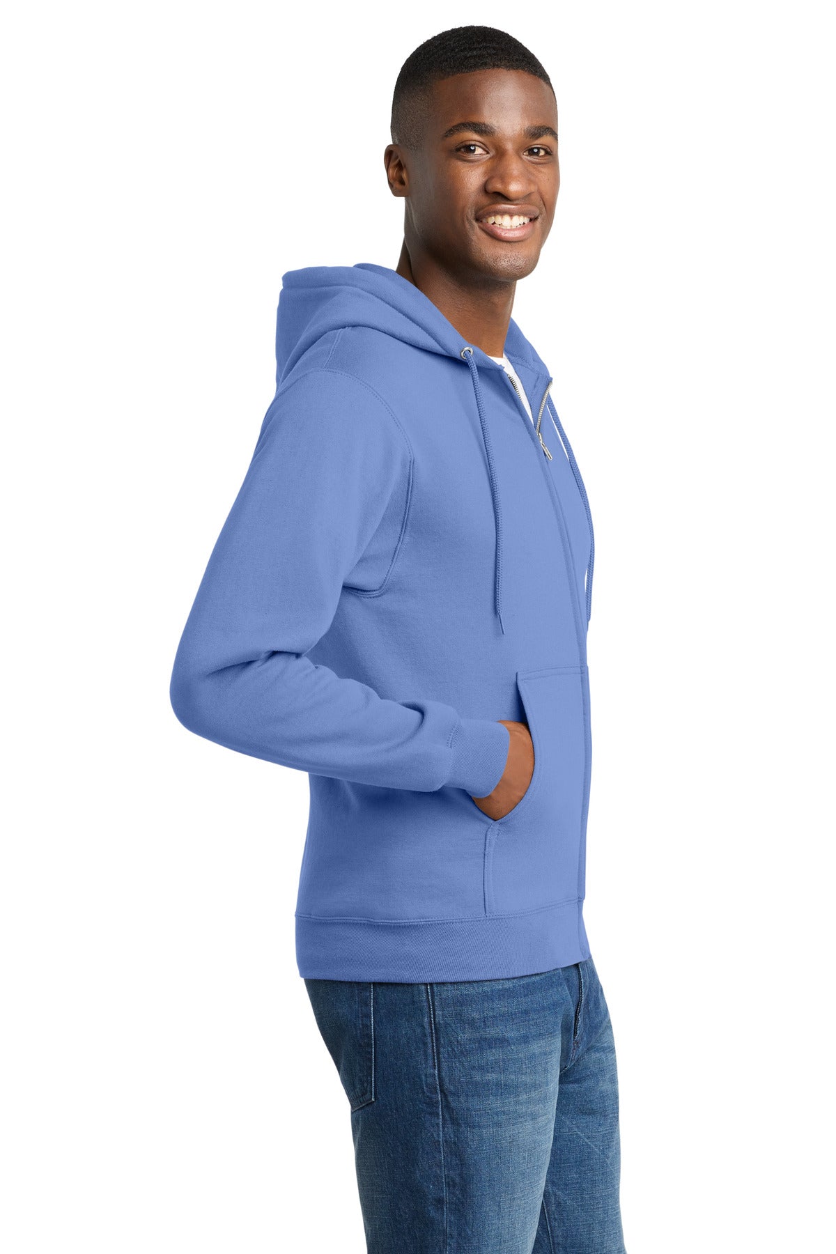 Carolina Blue Port & Co Core Fleece Full-Zip Hooded Sweatshirt. PC78ZH