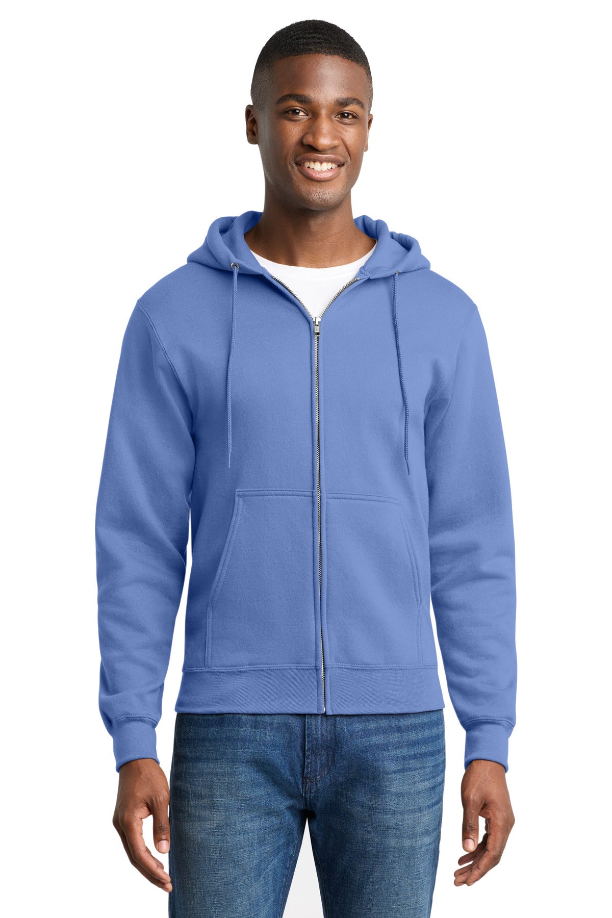 Carolina Blue Port & Co Core Fleece Full-Zip Hooded Sweatshirt. PC78ZH