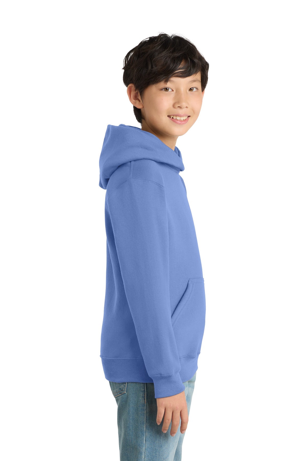 Carolina Blue Port & Co Youth Core Fleece Pullover Hooded Sweatshirt. PC90YH