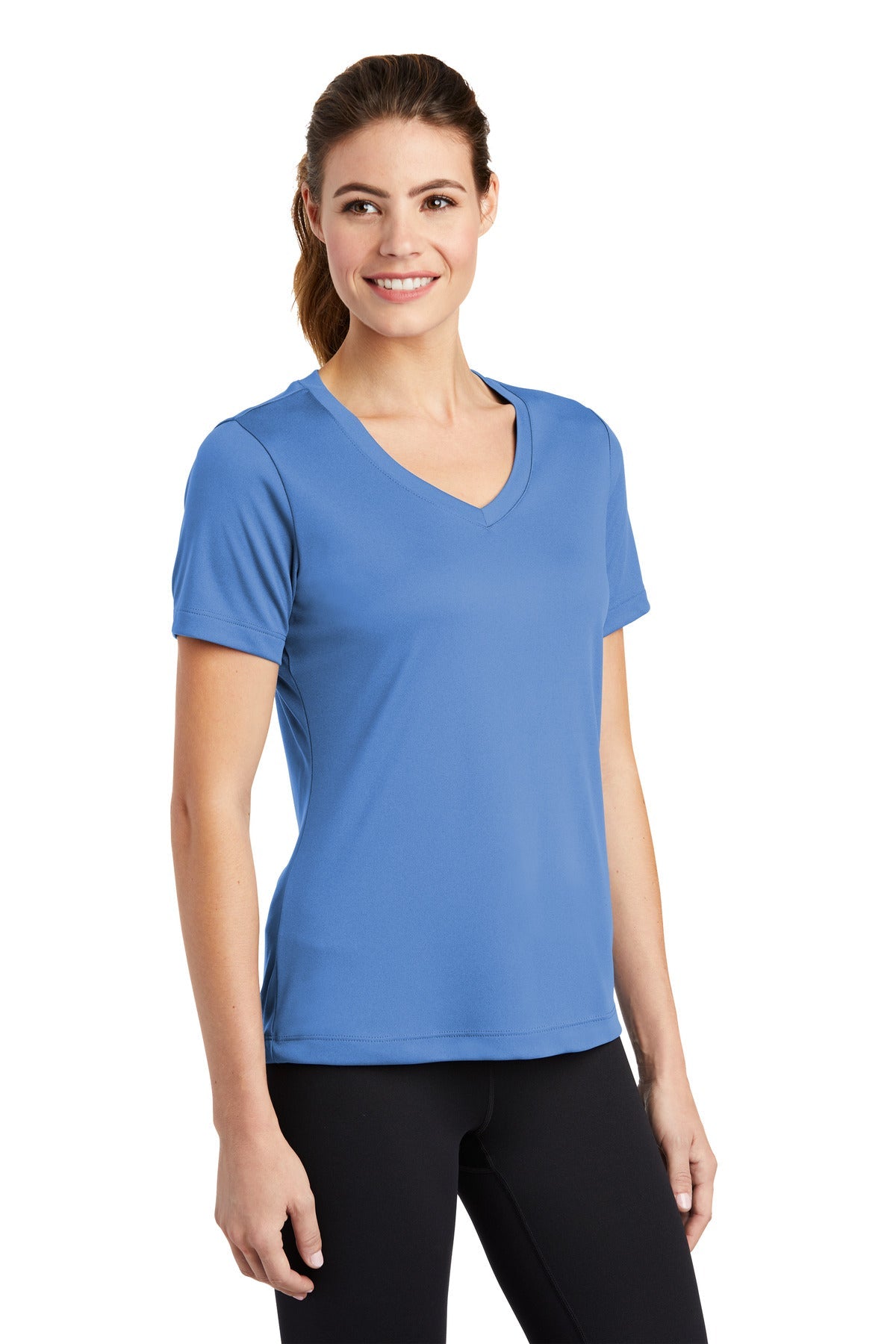 Carolina Blue Sport-Tek Women's PosiCharge Competitor V-Neck Tee. LST353