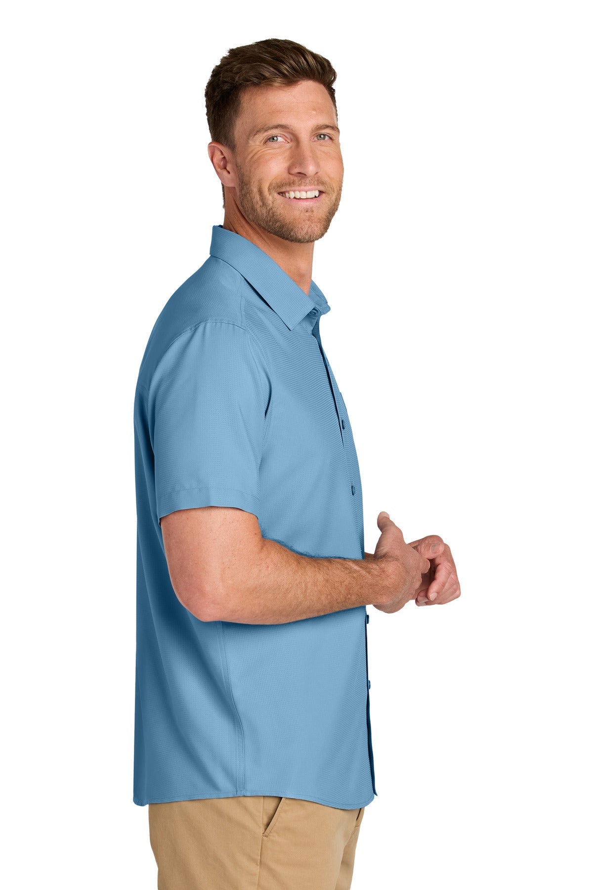 CarolinaBl Port Authority Short Sleeve UV Dockside Shirt W963