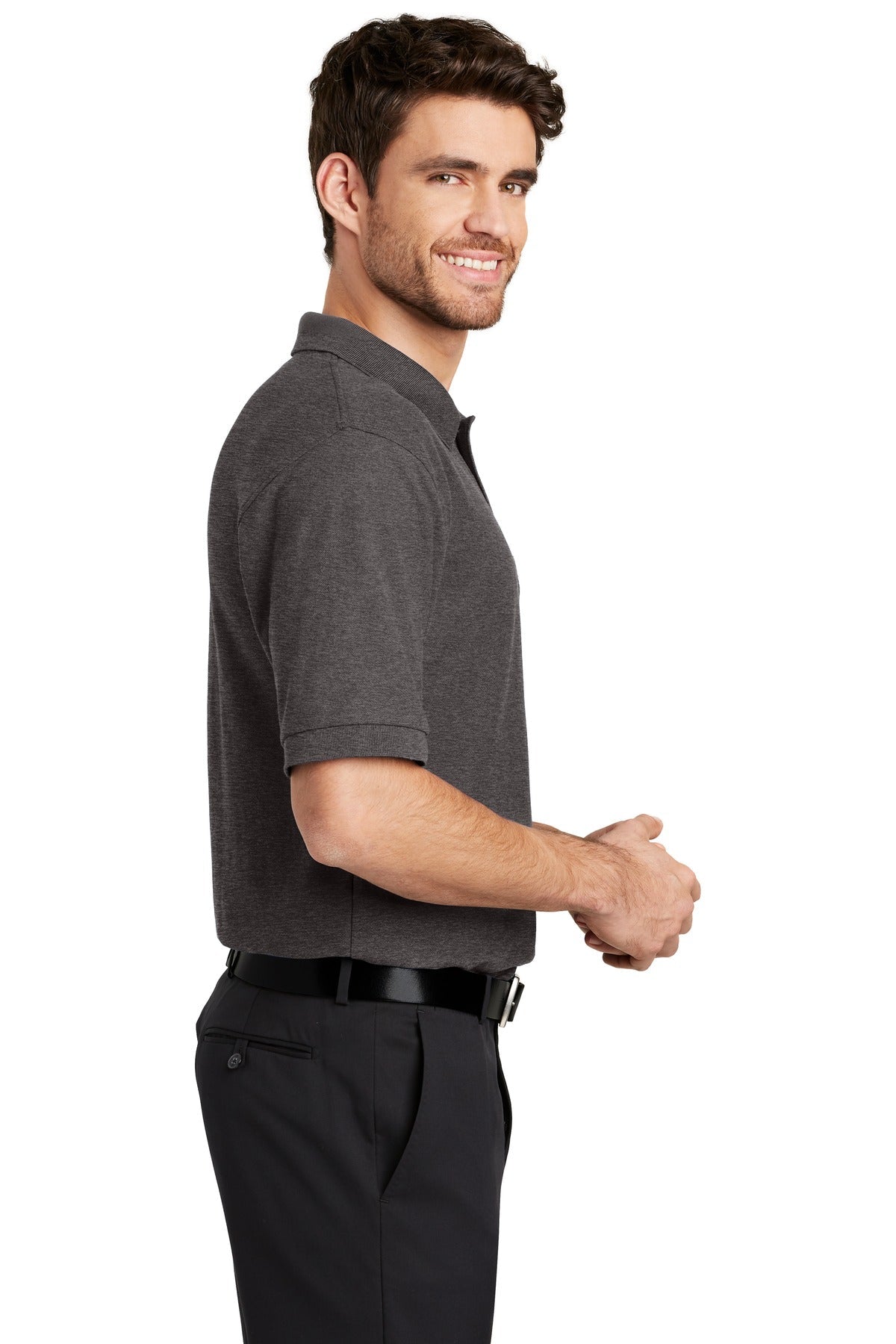 Char Hthr Grey Port Authority Extended Size Silk Touch Polo K500ES