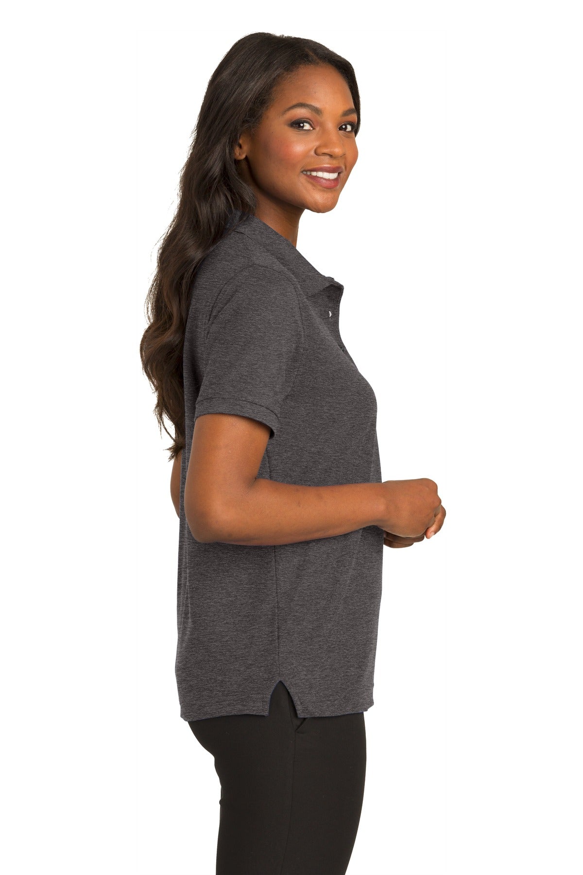 Char Hthr Grey Port Authority Women's Silk Touch Polo. L500