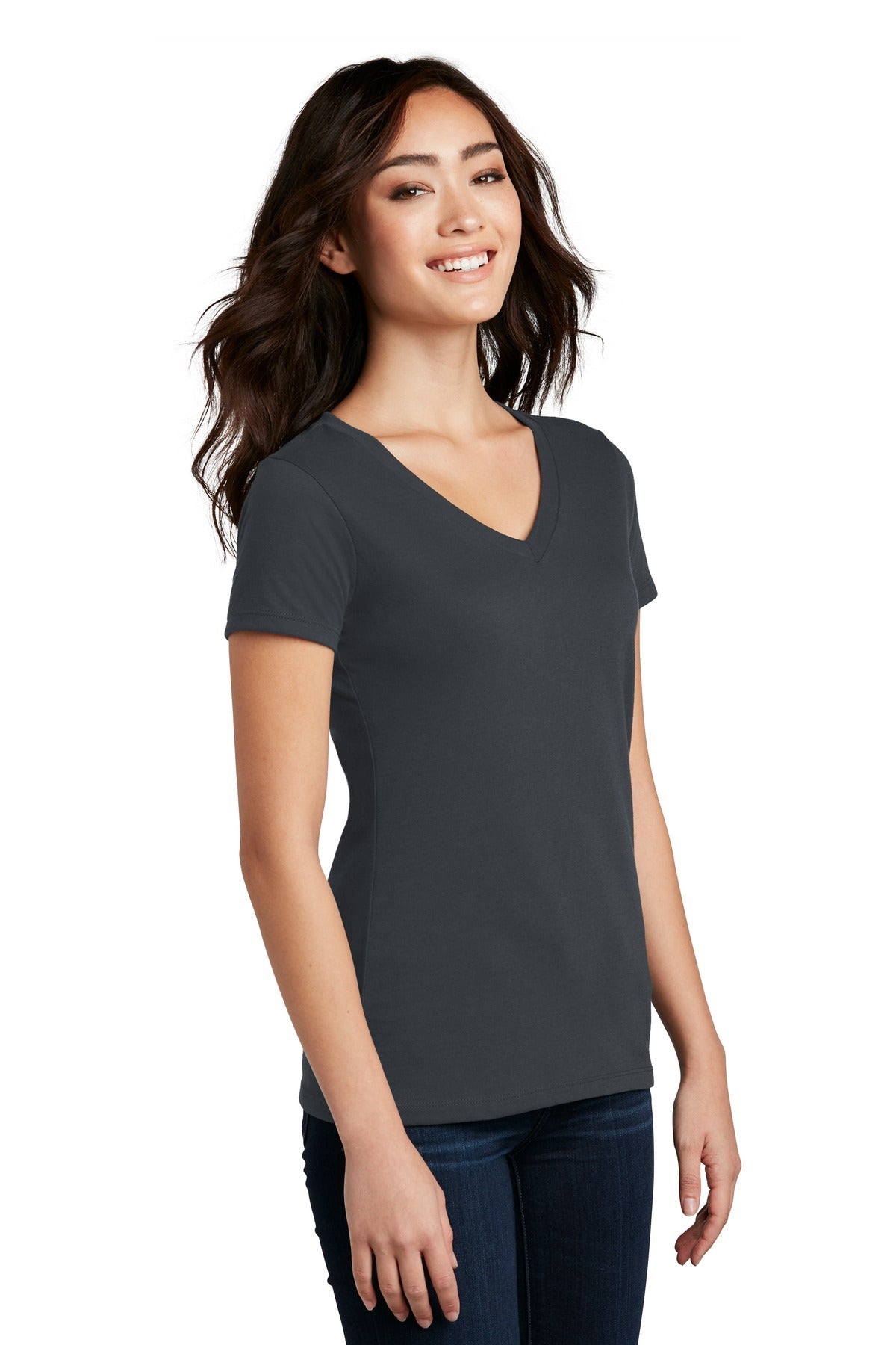 Charcoal District Women's Perfect Blend CVC V-Neck Tee. DM1190L