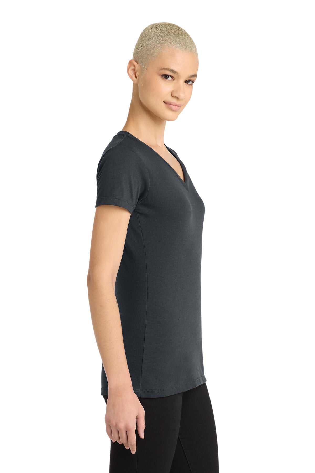 Charcoal District Women's Perfect Blend CVC V-Neck Tee. DM1190L