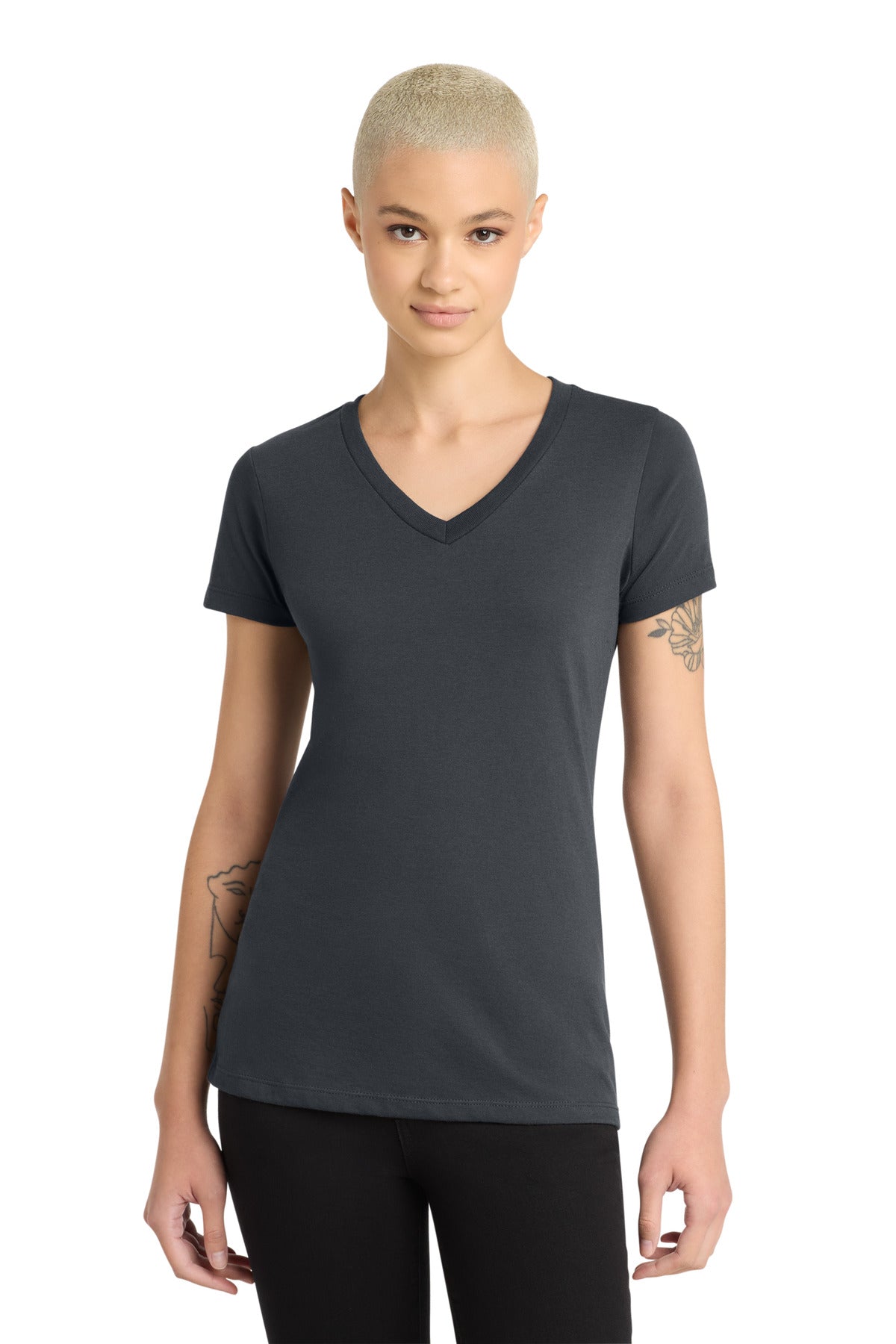 Charcoal District Women's Perfect Blend CVC V-Neck Tee. DM1190L