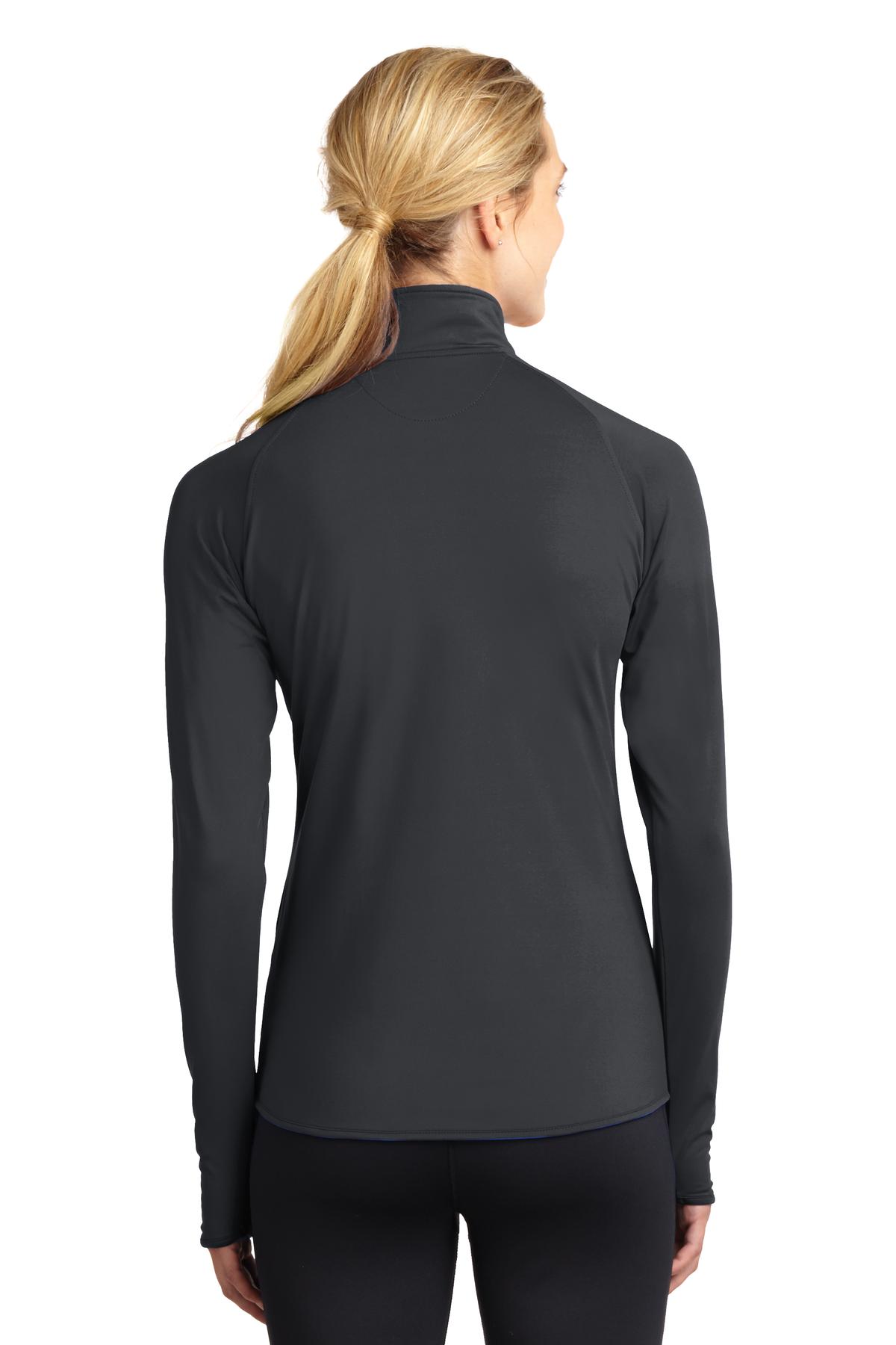 Charcoal Grey Sport-Tek Women's Sport-Wick Stretch 1/4-Zip Pullover. LST850