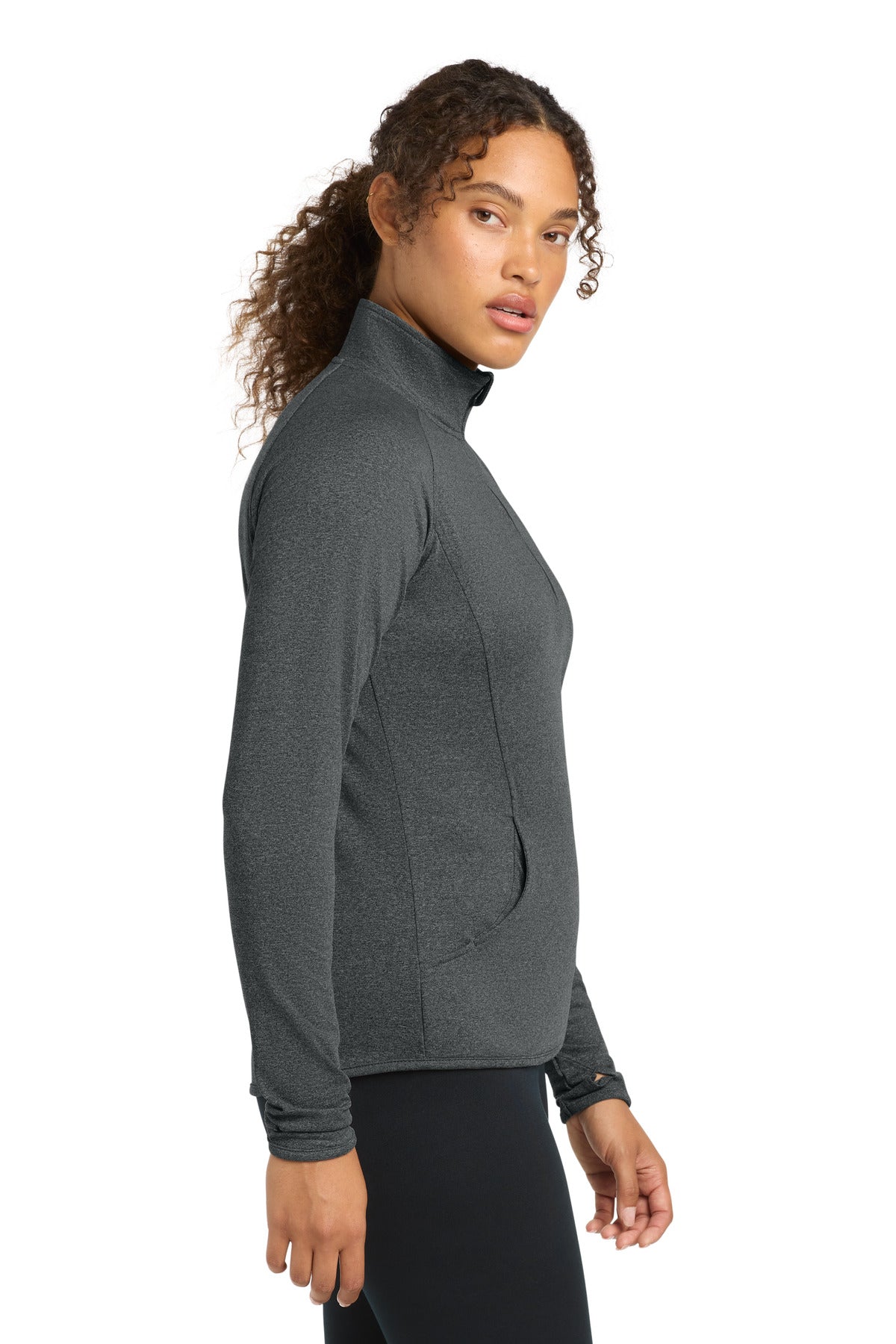 Charcoal Gy He Sport-Tek Women's Sport-Wick Stretch 1/4-Zip Pullover. LST850