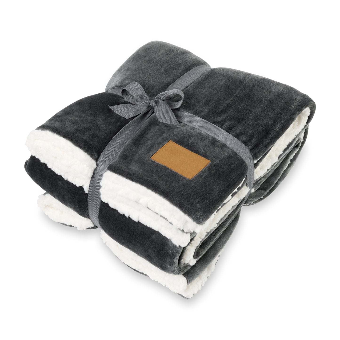 Charcoal Mink Sherpa Blanket plain