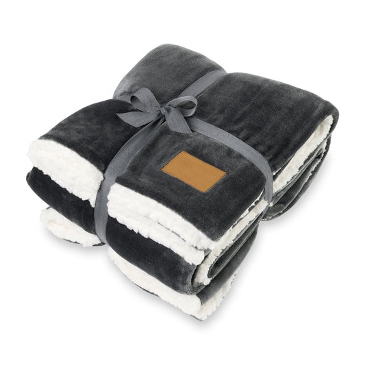 Charcoal Mink Sherpa Blanket plain