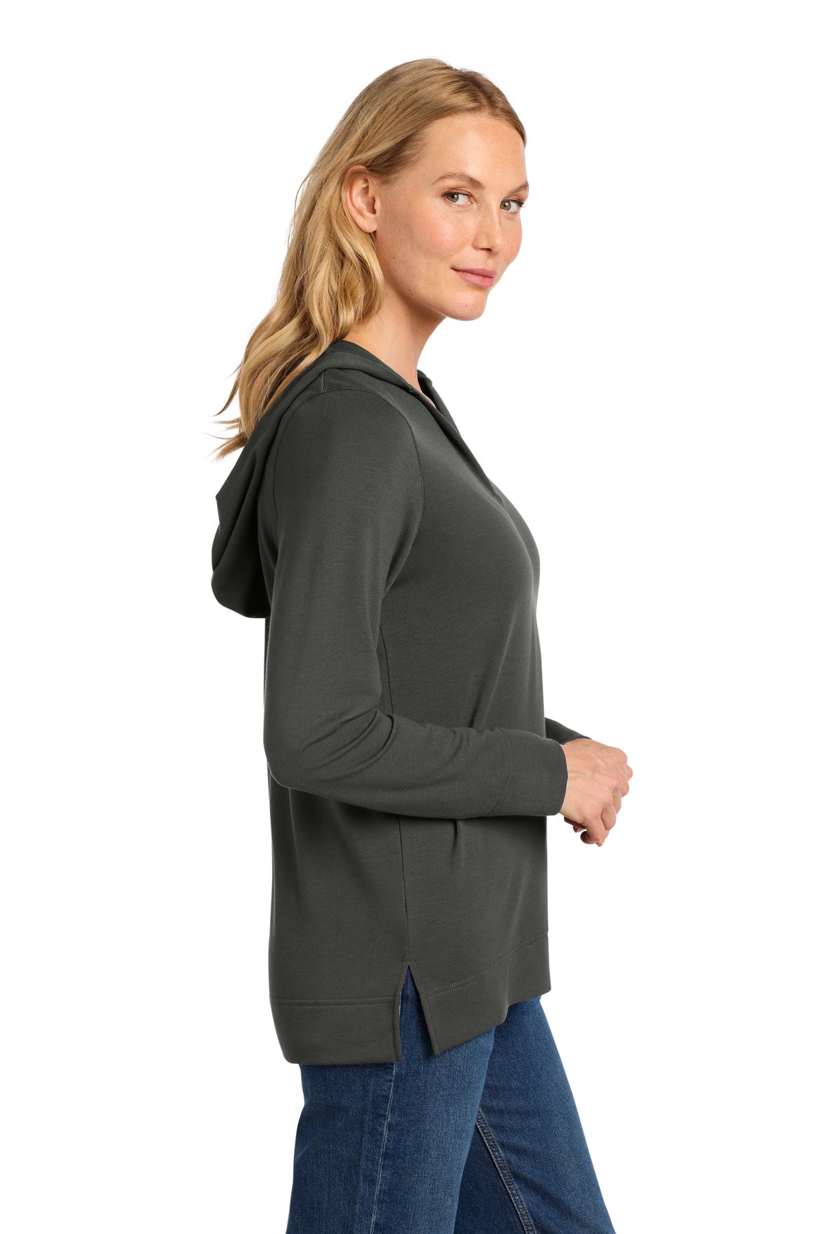 Charcoal Port Authority Women's Microterry Pullover Hoodie LK826