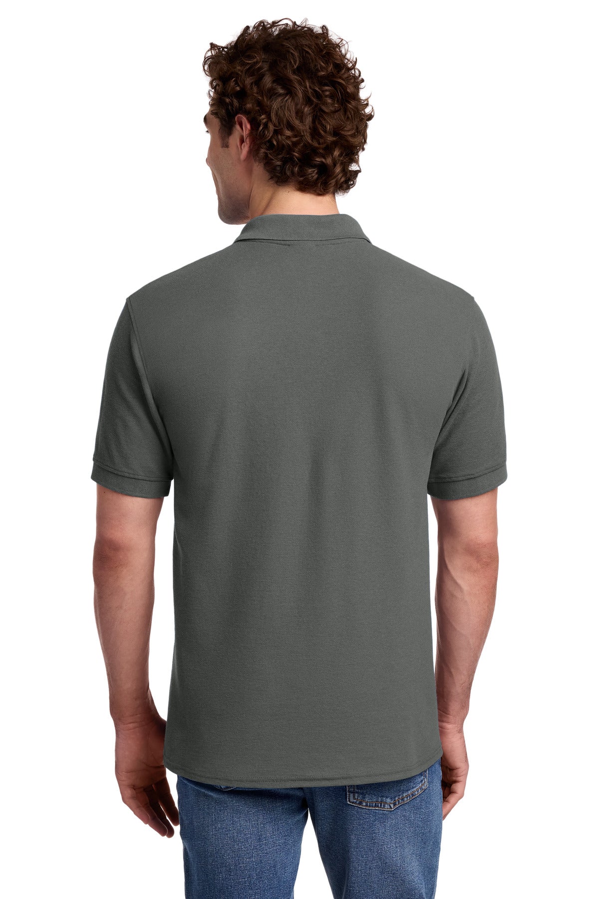 Charcoal Port & Co Core Blend Pique Polo. KP155