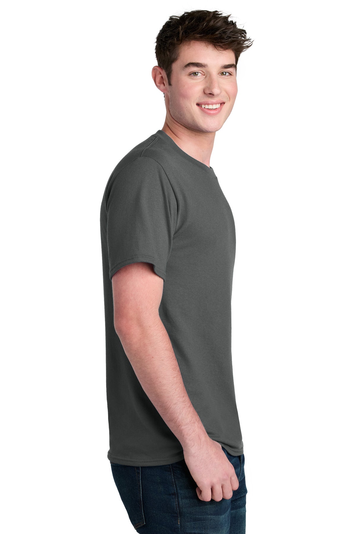 Charcoal Port & Co Core Blend Recycled Tee PC01