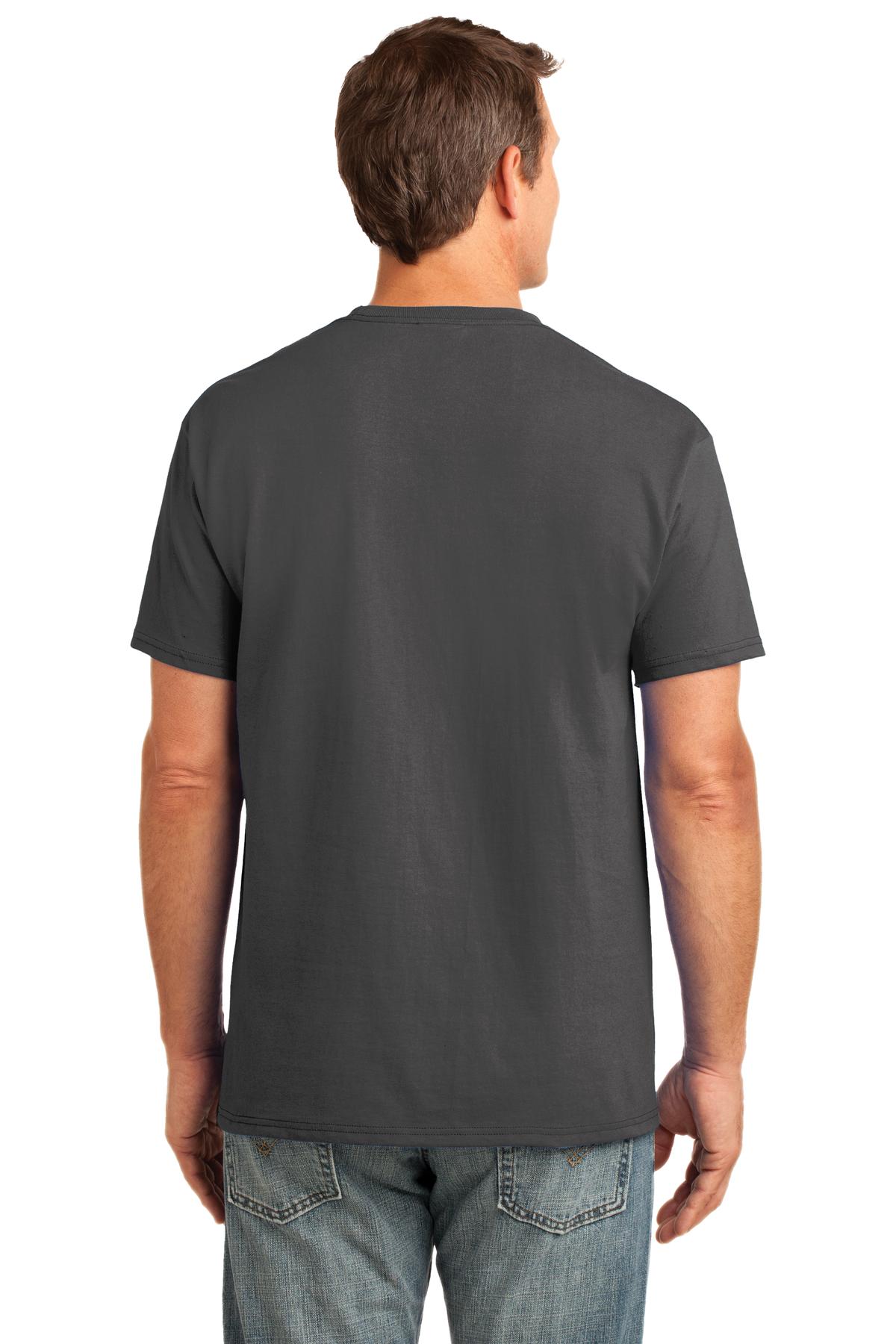 Charcoal Port & Co Core Cotton Pocket Tee. PC54P