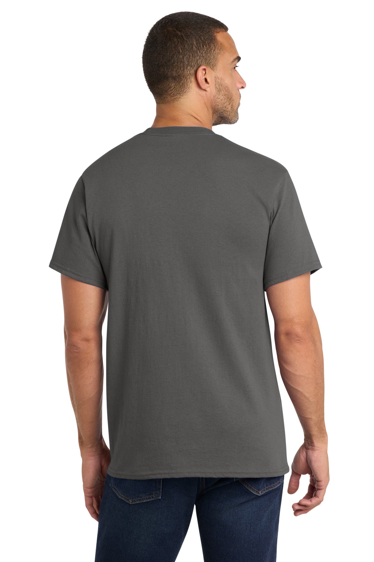 Charcoal Port & Co Core Cotton Pocket Tee. PC54P