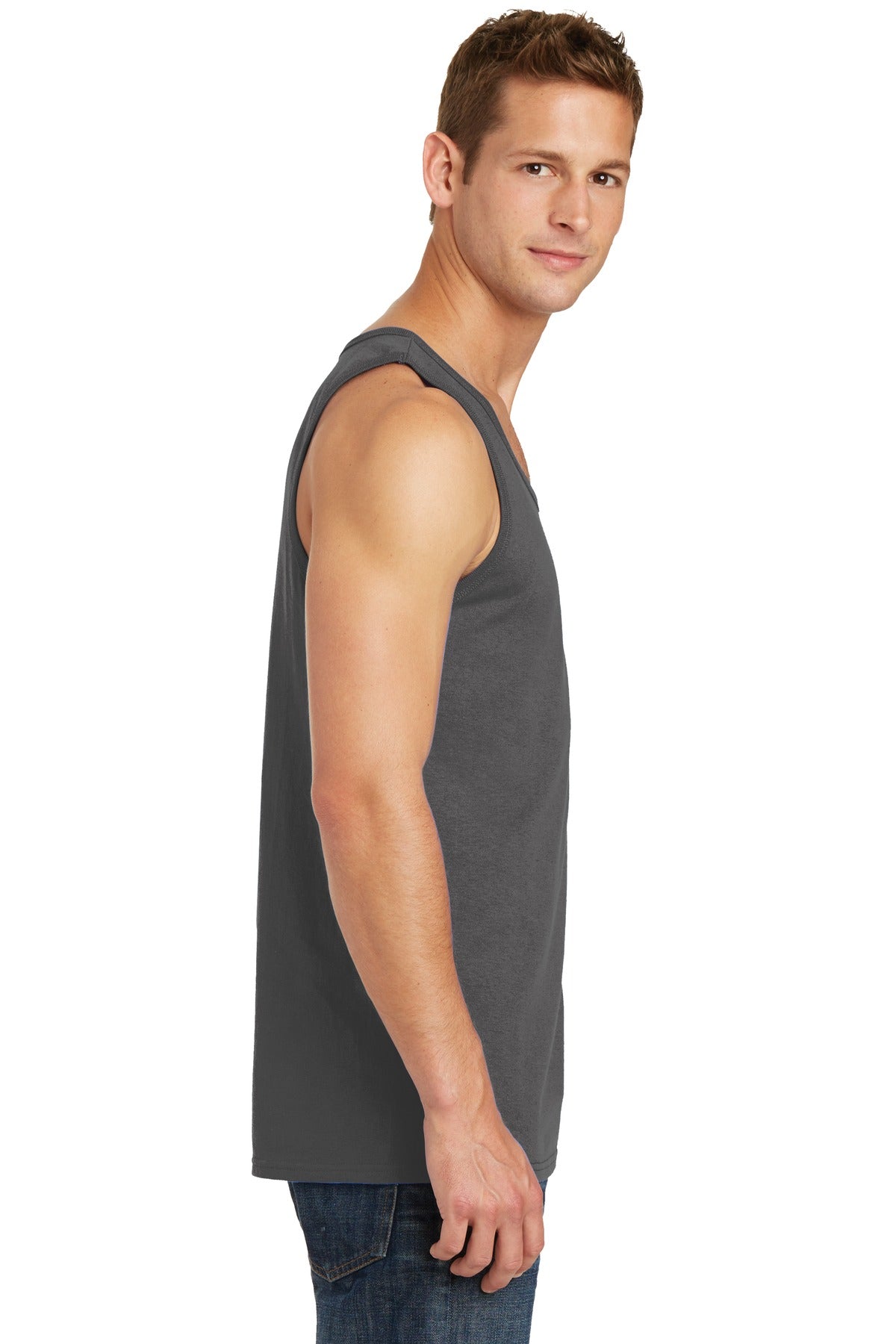 Charcoal Port & Co Core Cotton Tank Top. PC54TT