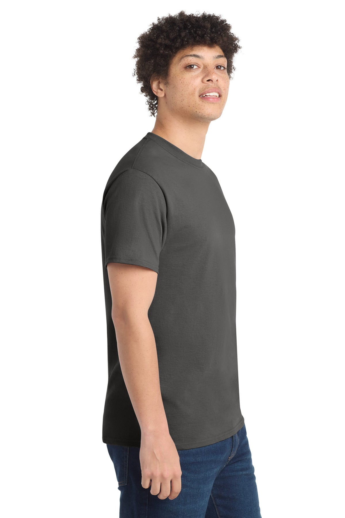 Charcoal Port & Co Core Cotton Tee. PC54