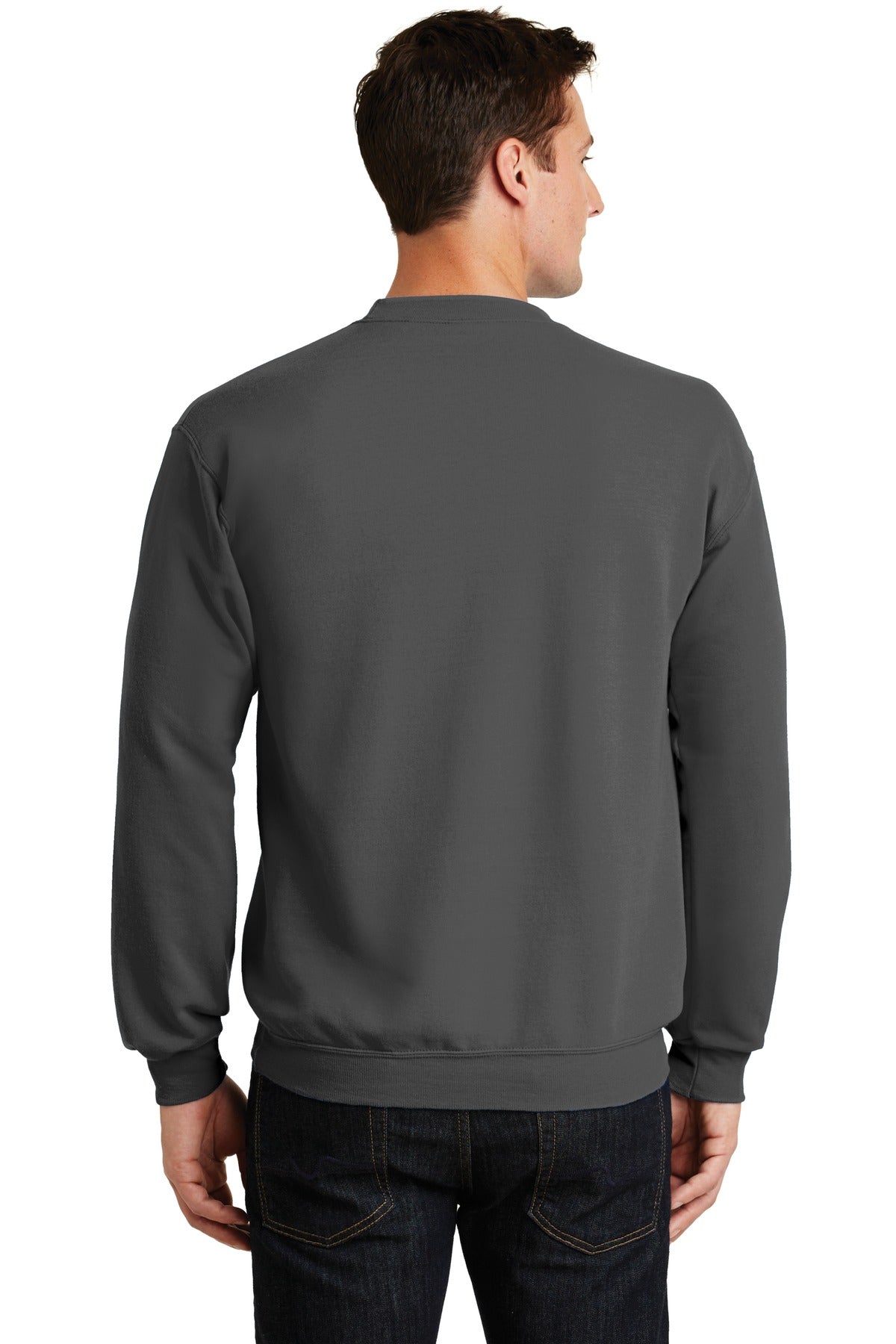 Charcoal Port & Co Core Fleece Crewneck Sweatshirt. PC78
