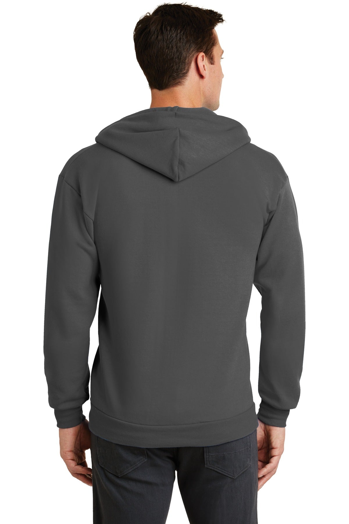 Charcoal Port & Co Core Fleece Full-Zip Hooded Sweatshirt. PC78ZH