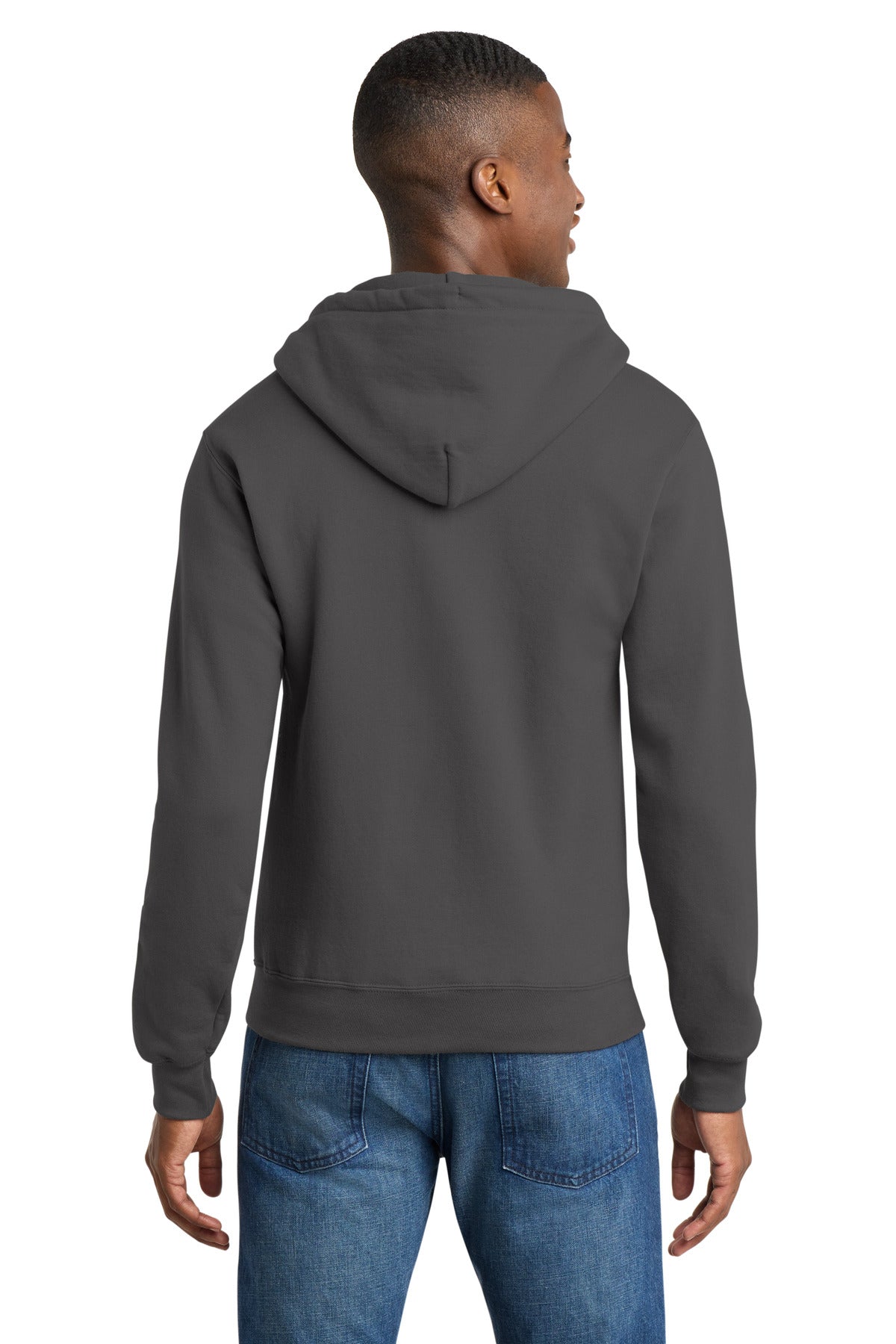 Charcoal Port & Co Core Fleece Full-Zip Hooded Sweatshirt. PC78ZH