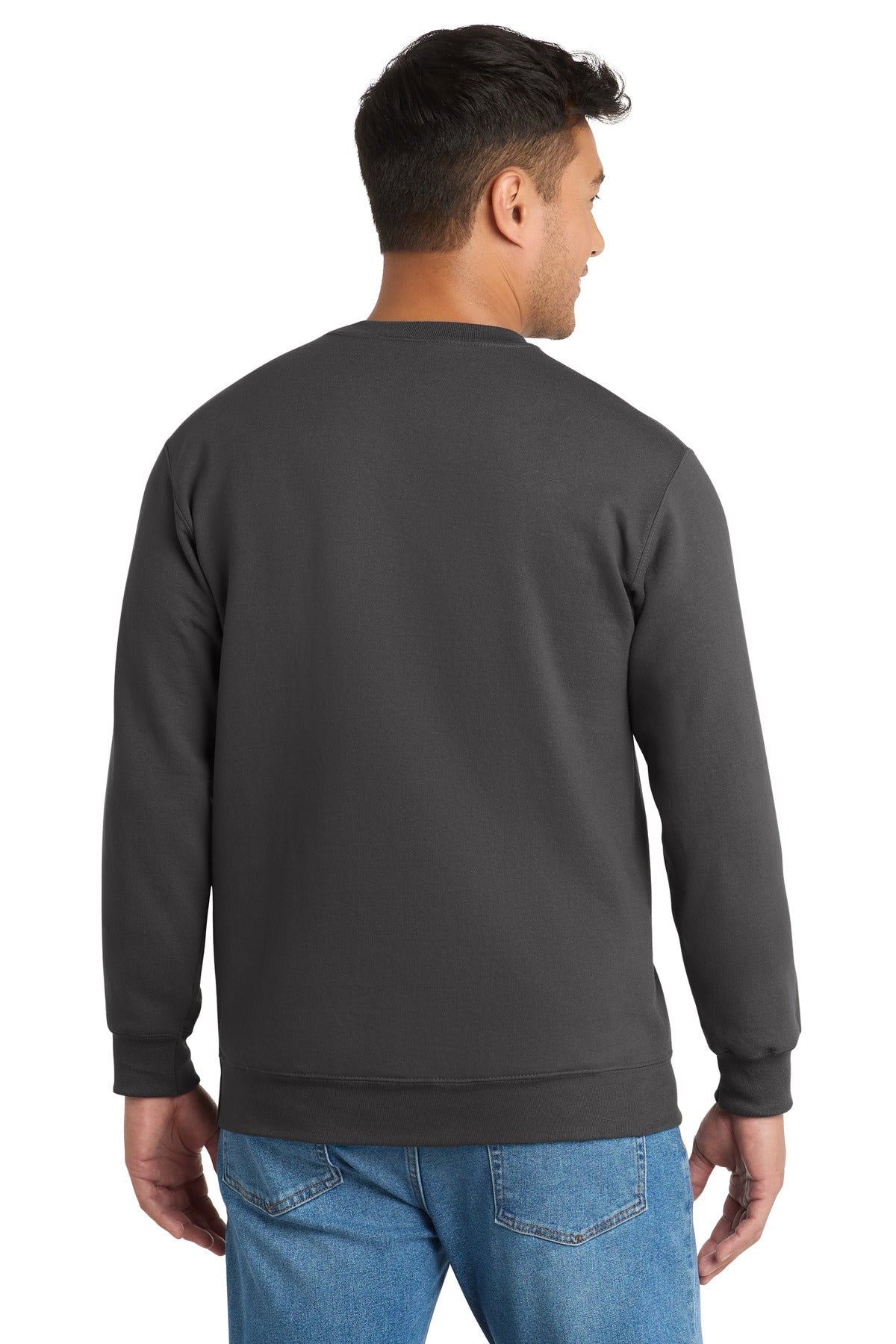 Charcoal Port & Co Essential Fleece Crewneck Sweatshirt. PC90