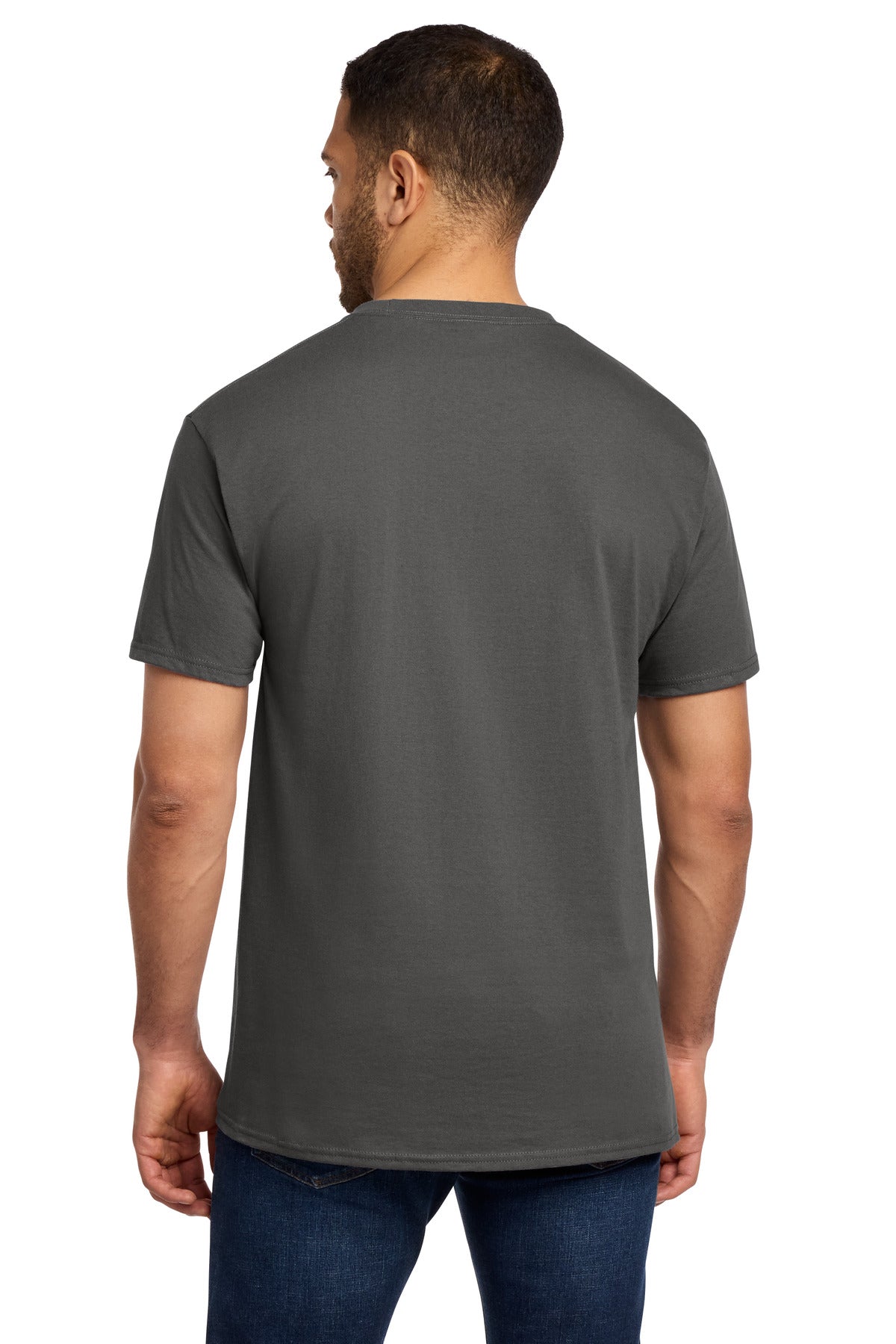 Charcoal Port & Co Essential Pocket Tee. PC61P