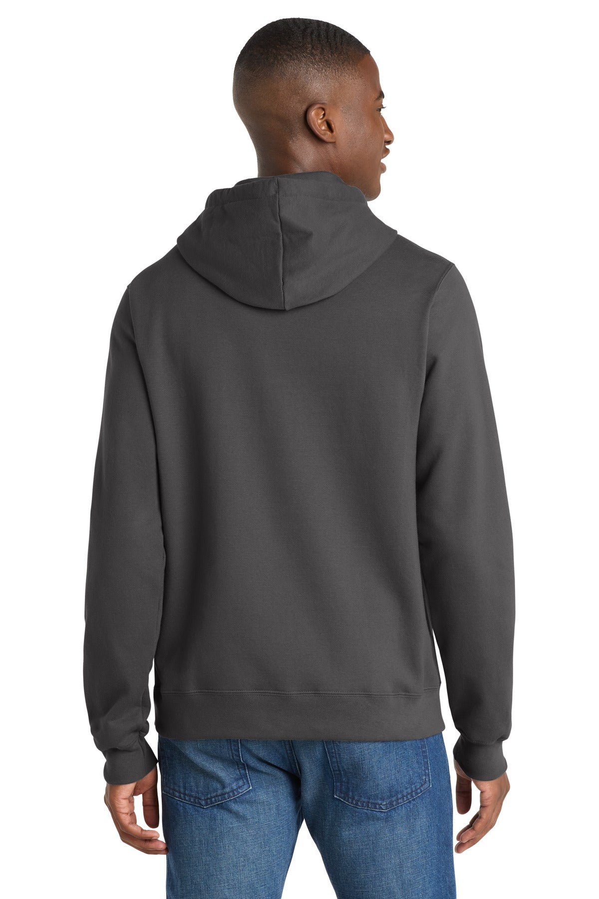 Charcoal Port & Co Fan Favorite Fleece Pullover Hooded Sweatshirt. PC850H