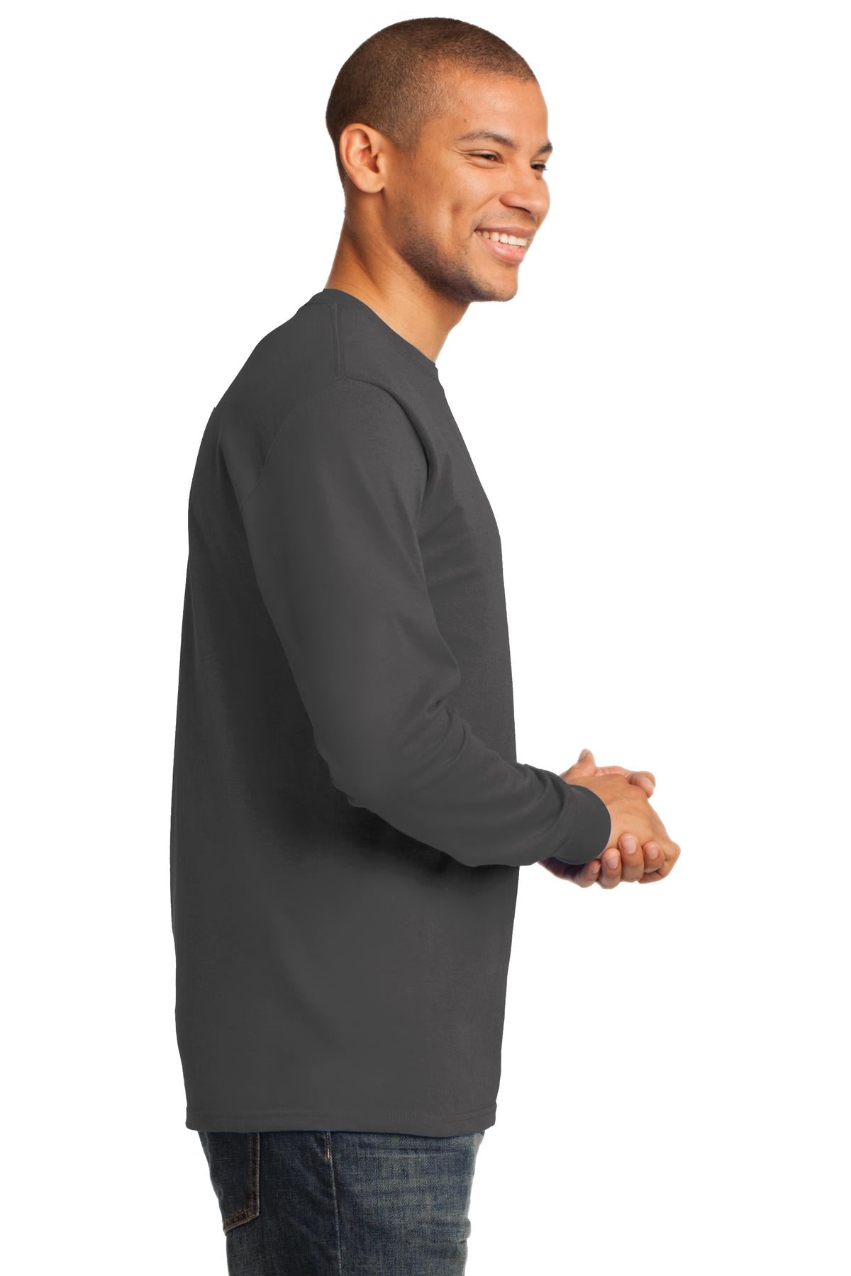 Charcoal Port & Co Long Sleeve Essential Tee. PC61LS