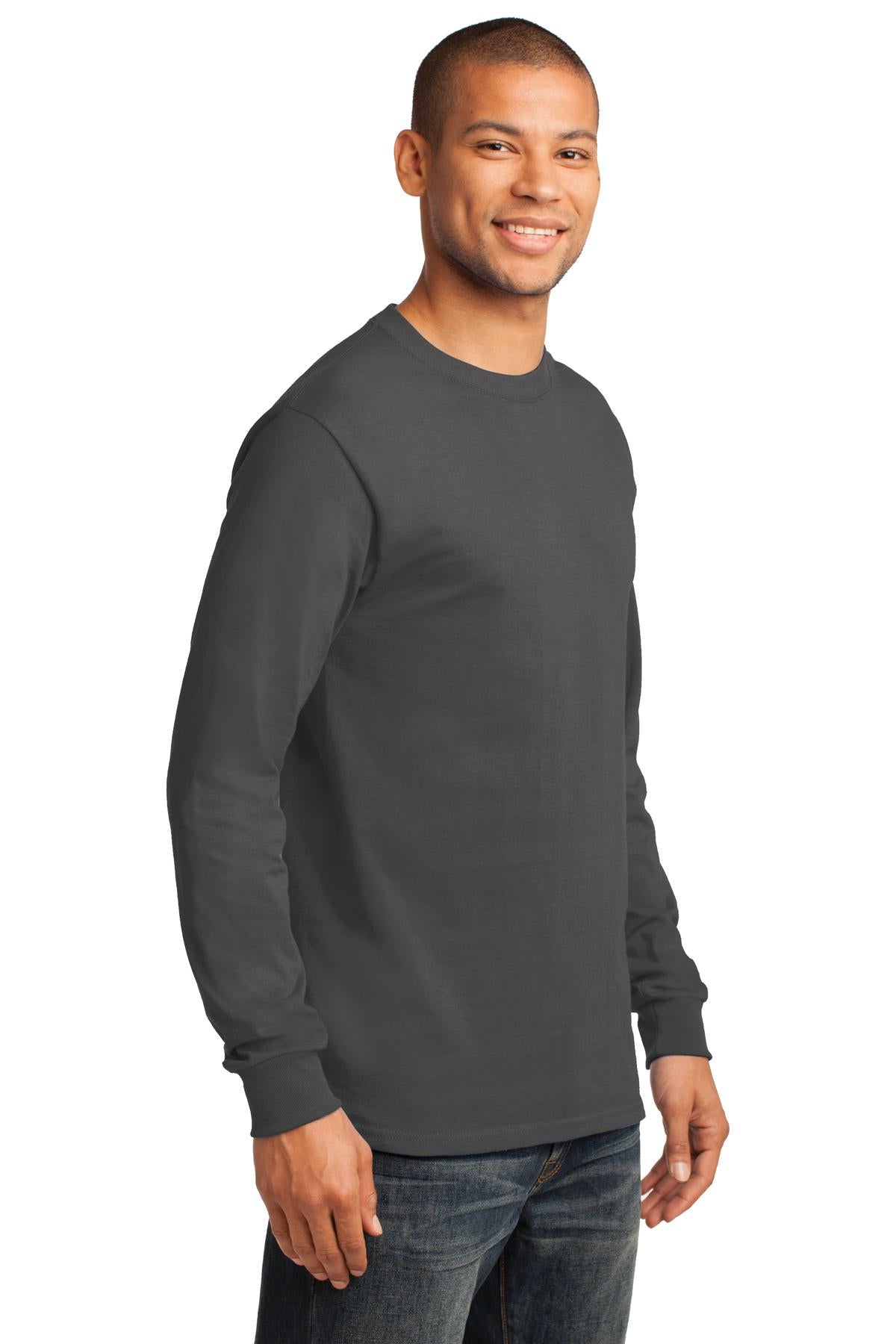Charcoal Port & Co Long Sleeve Essential Tee. PC61LS