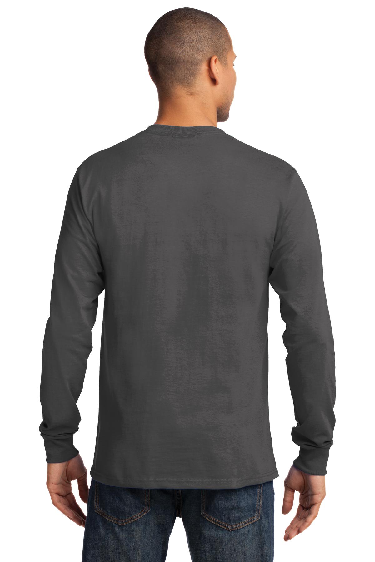 Charcoal Port & Co Long Sleeve Essential Tee. PC61LS