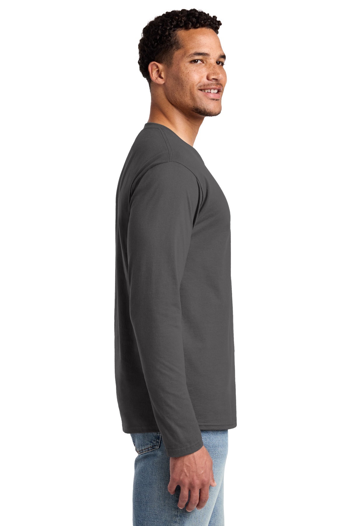 Charcoal Port & Co Long Sleeve Fan Favorite Tee. PC450LS