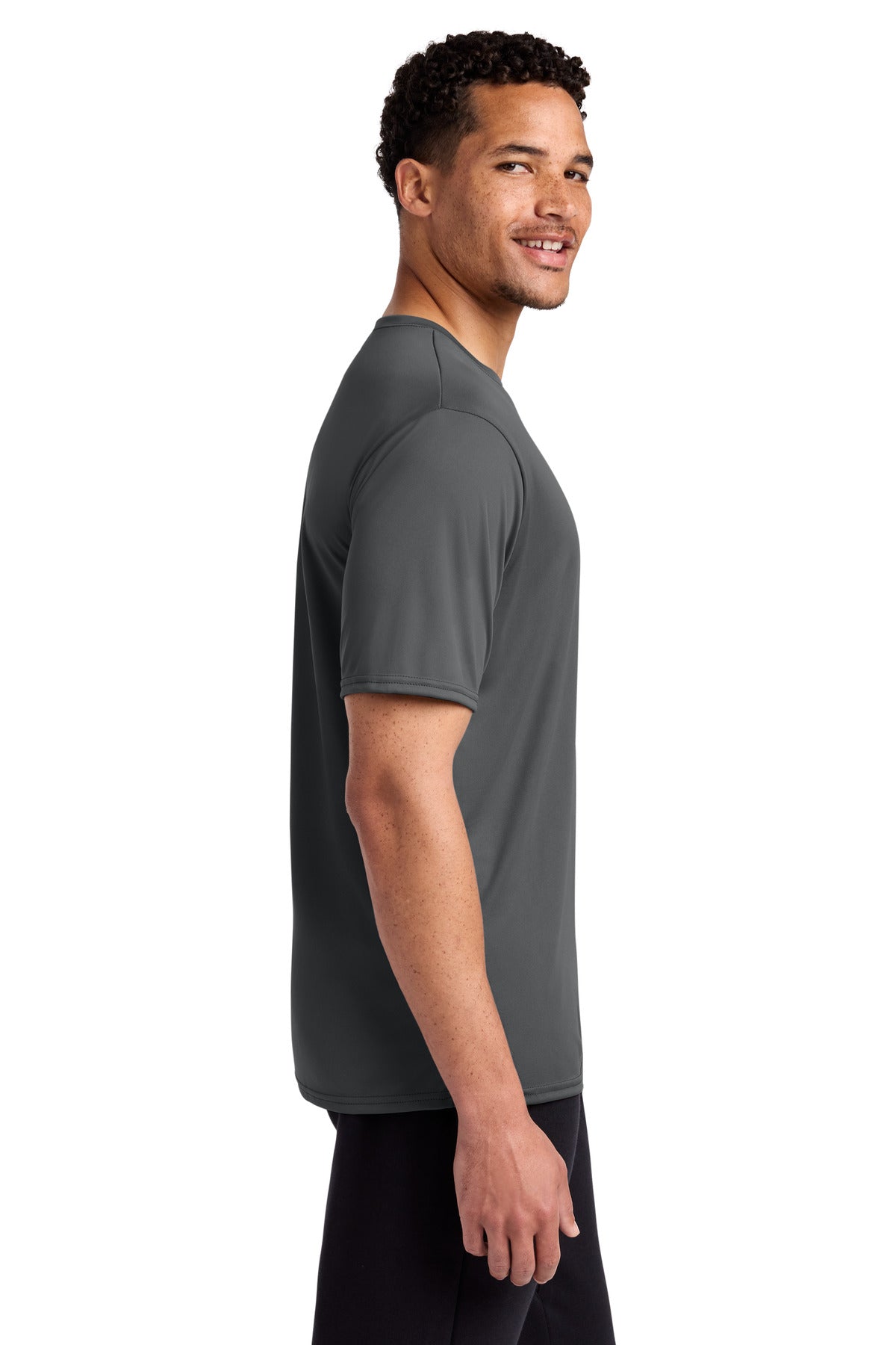 Charcoal Port & Co Performance Tee. PC380