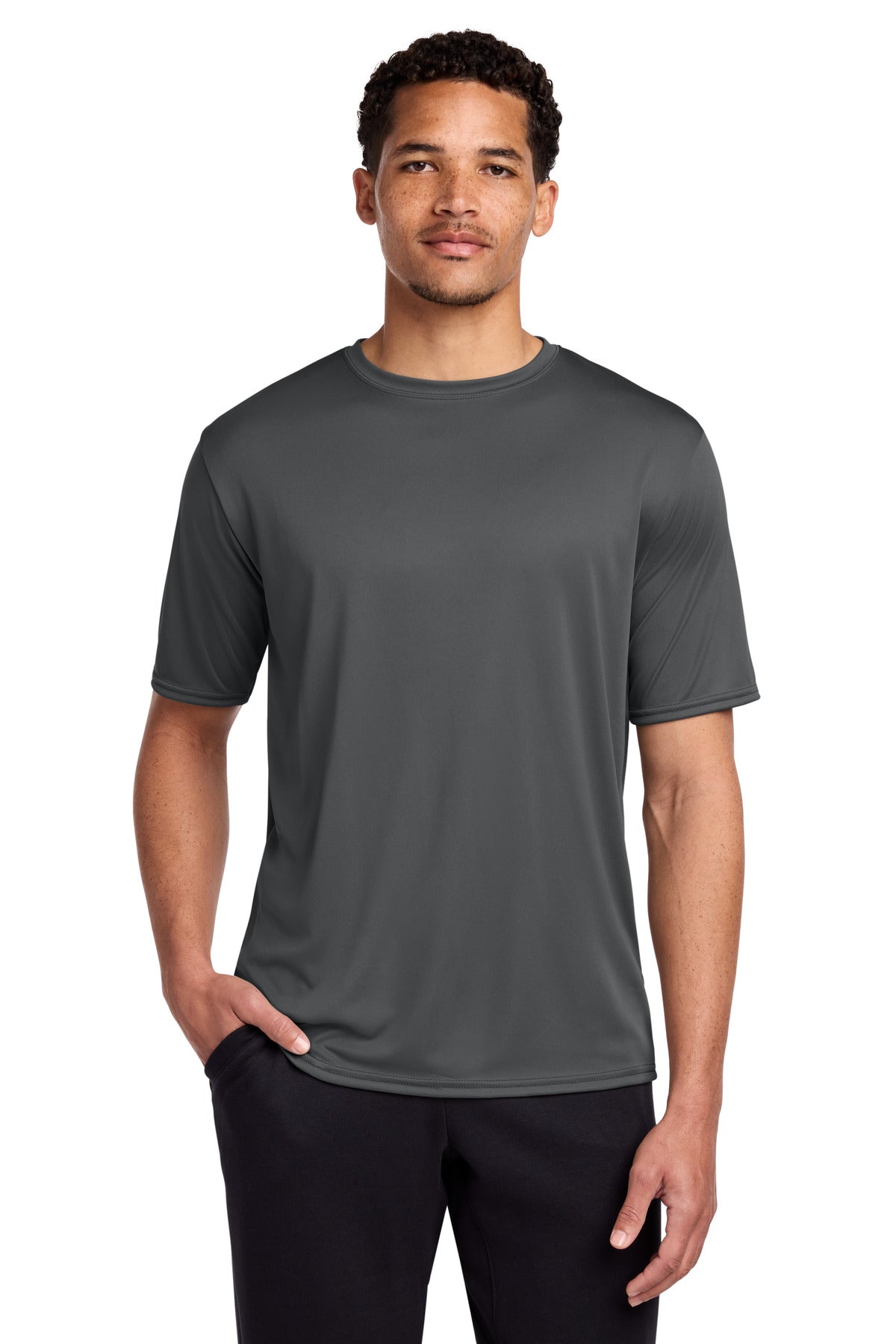 Charcoal Port & Co Performance Tee. PC380