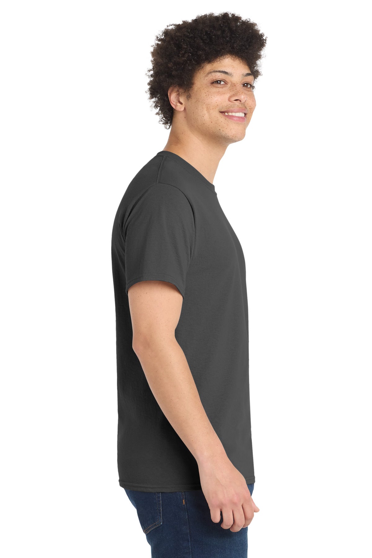 Charcoal Port & Co Tall Core Blend Tee. PC55T