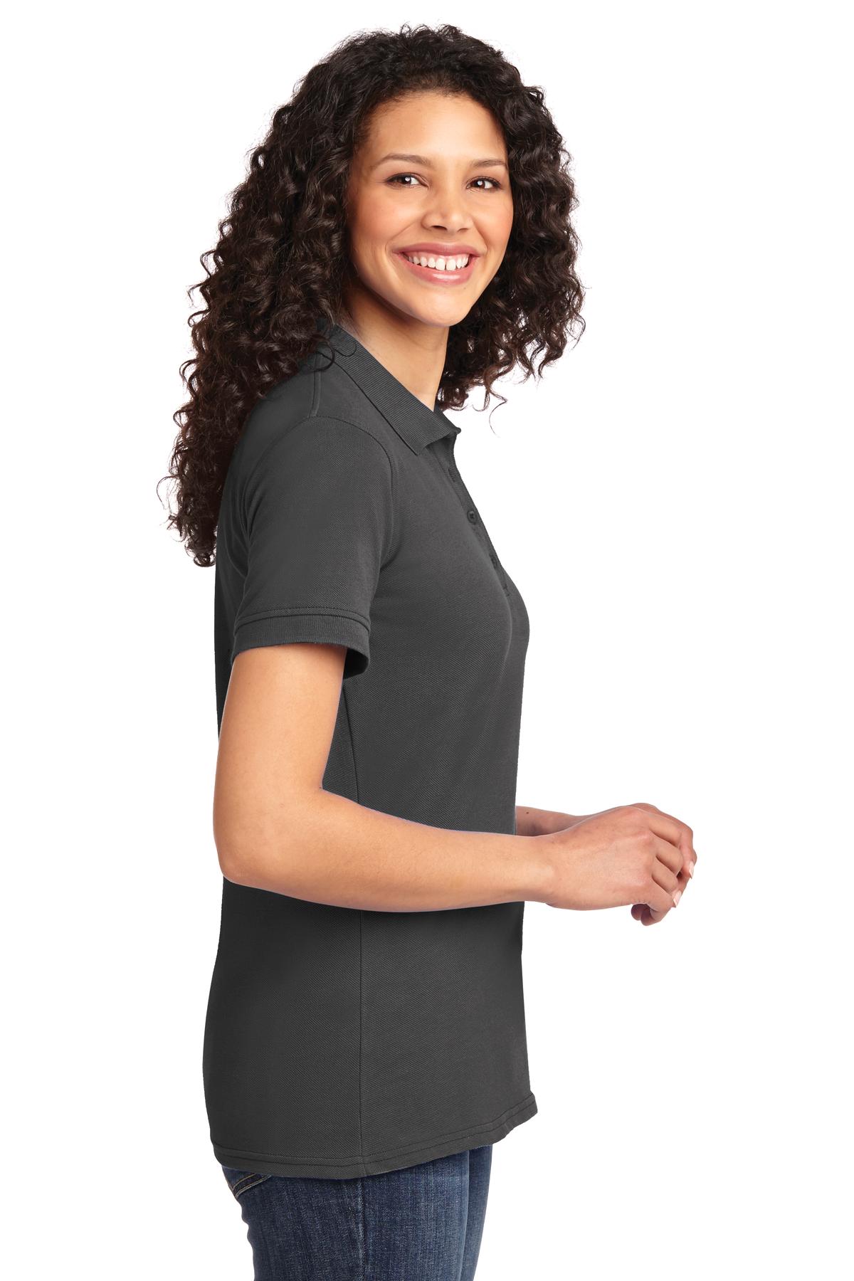 Charcoal Port & Co Women's Core Blend Pique Polo. LKP155