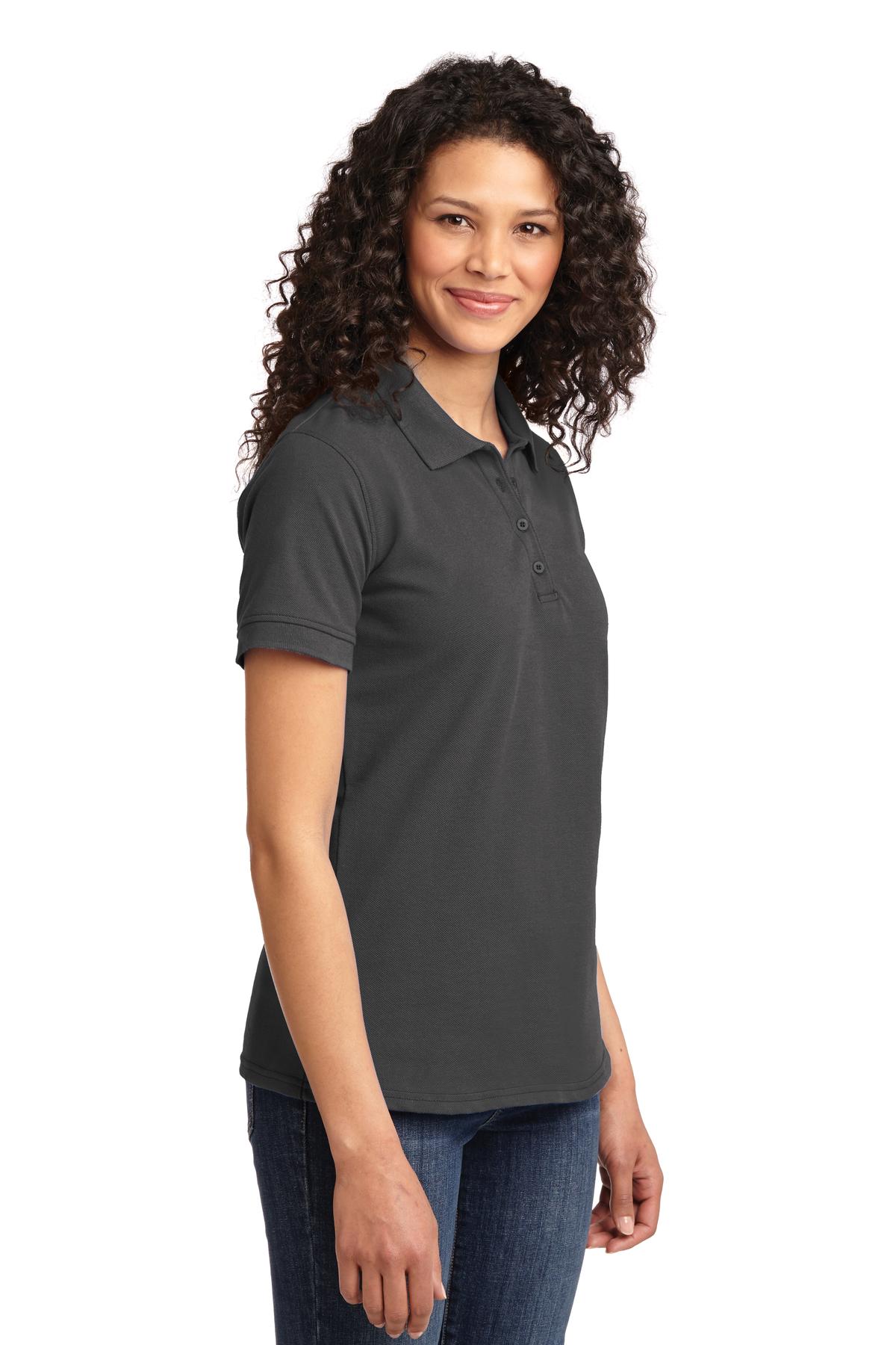 Charcoal Port & Co Women's Core Blend Pique Polo. LKP155