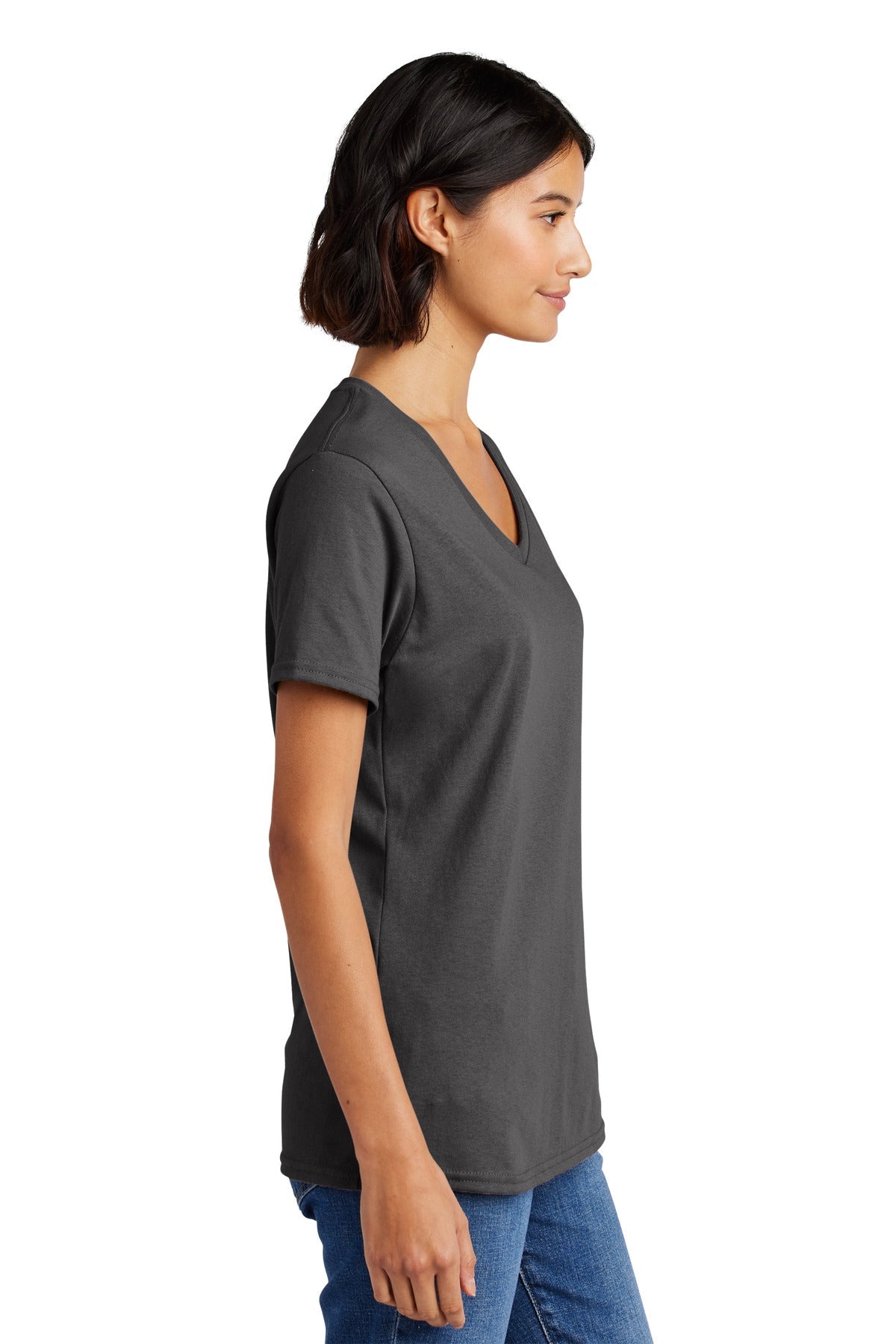 Charcoal Port & Co Women's Core Cotton V-Neck Tee. LPC54V