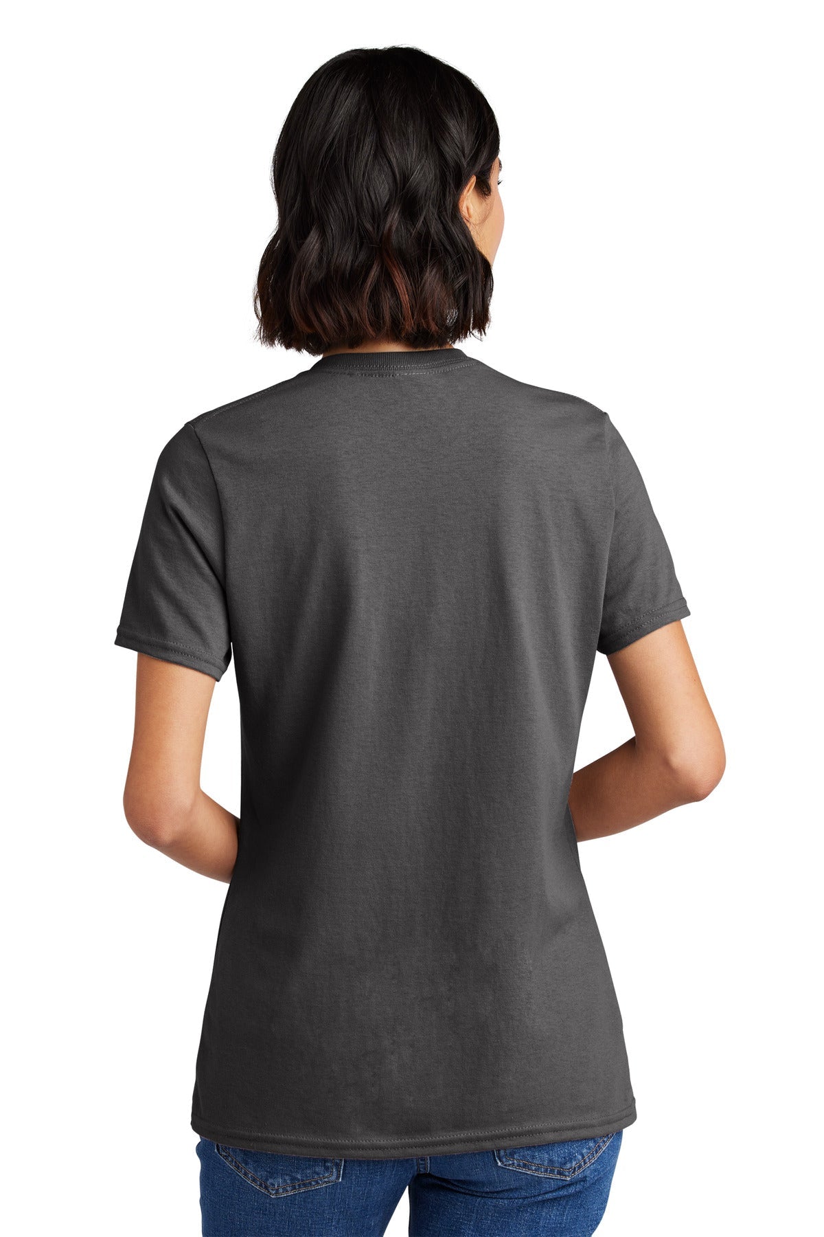 Charcoal Port & Co Women's Core Cotton V-Neck Tee. LPC54V