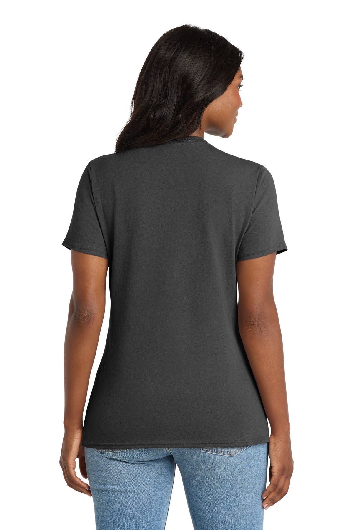 Charcoal Port & Co Women's Core Cotton V-Neck Tee. LPC54V