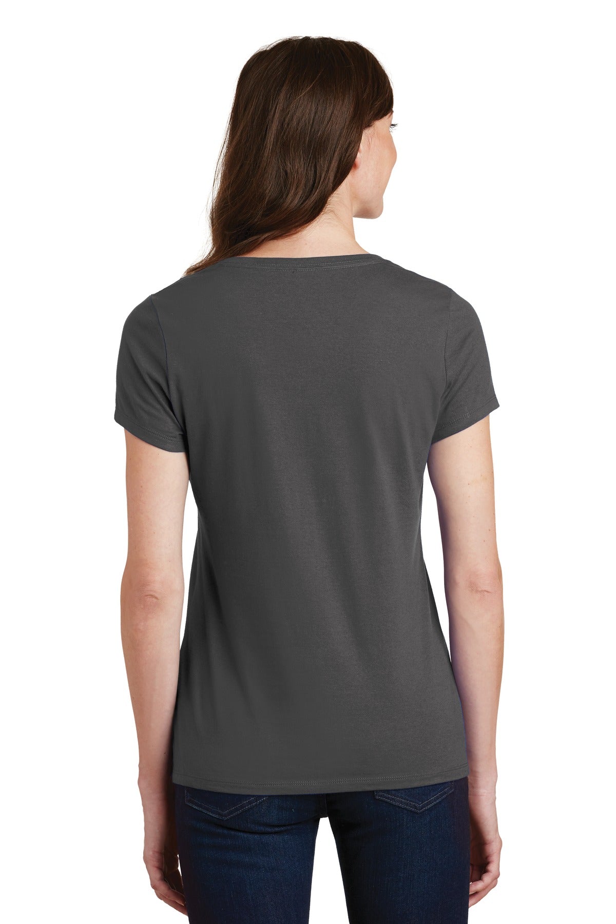 Charcoal Port & Co Women's Fan Favorite V-Neck Tee. LPC450V