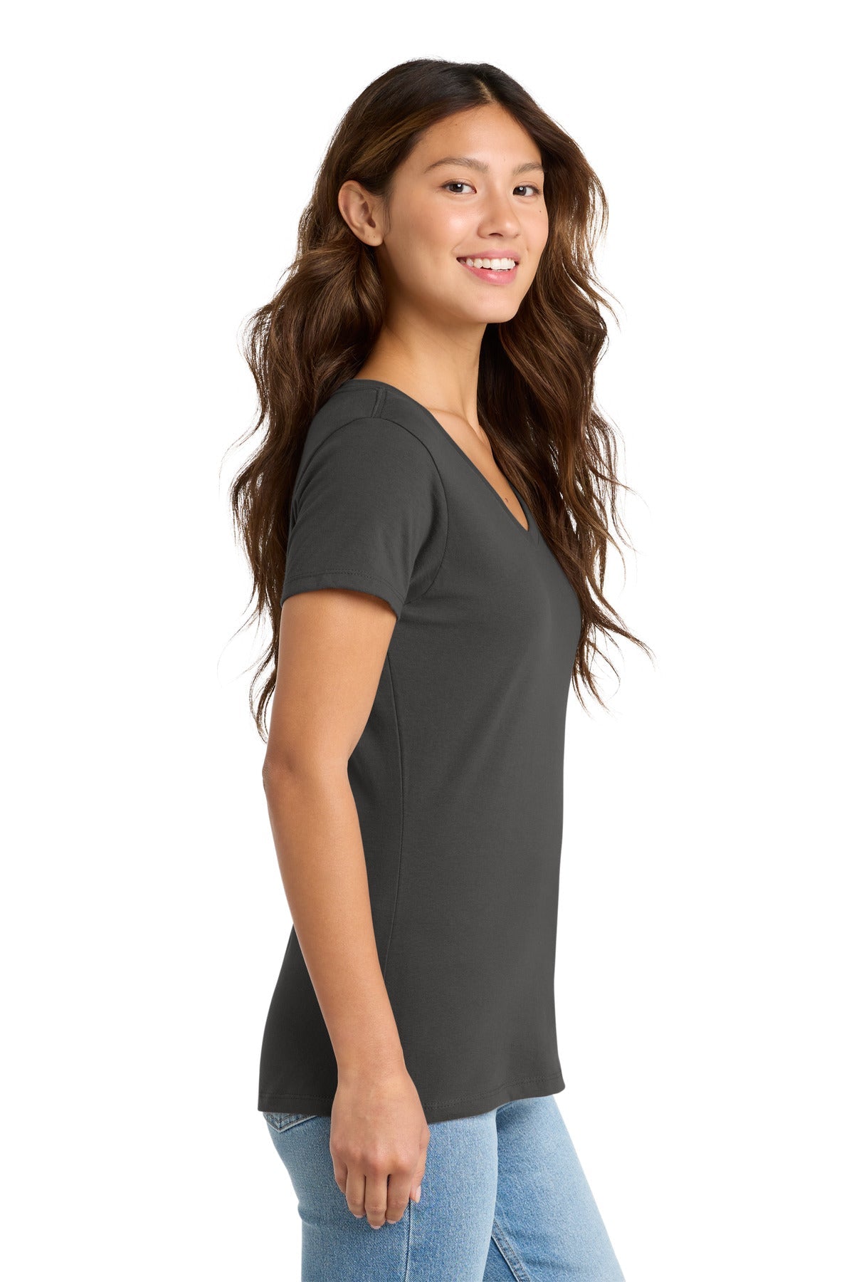 Charcoal Port & Co Women's Fan Favorite V-Neck Tee. LPC450V