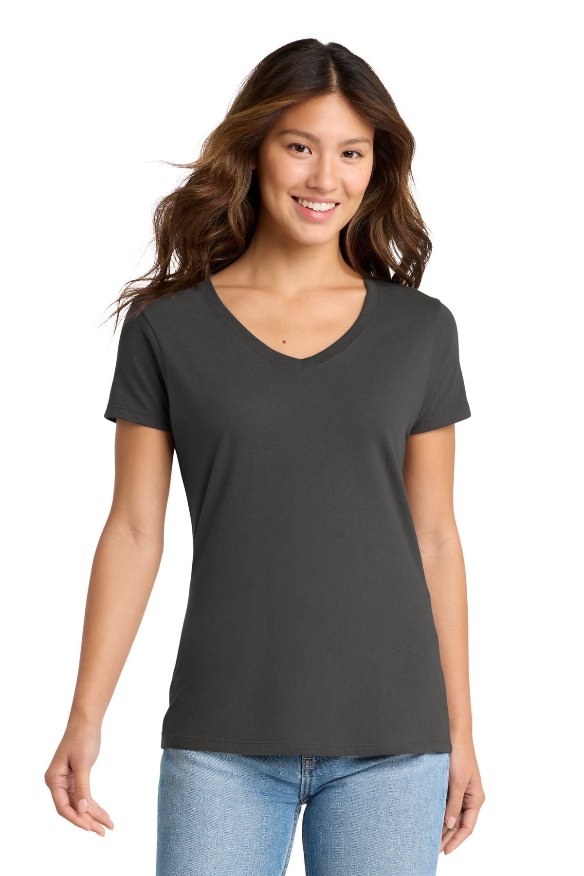 Charcoal Port & Co Women's Fan Favorite V-Neck Tee. LPC450V