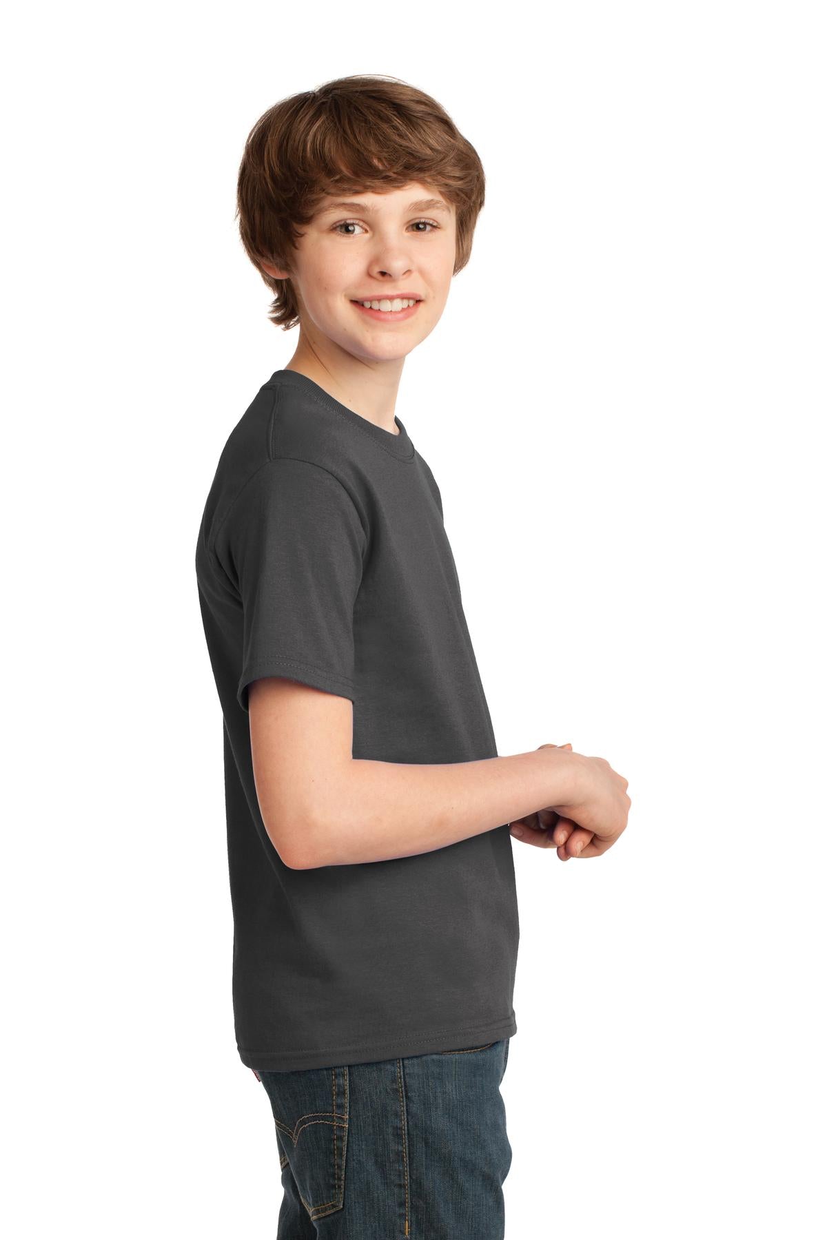 Charcoal Port & Co Youth Essential Tee. PC61Y