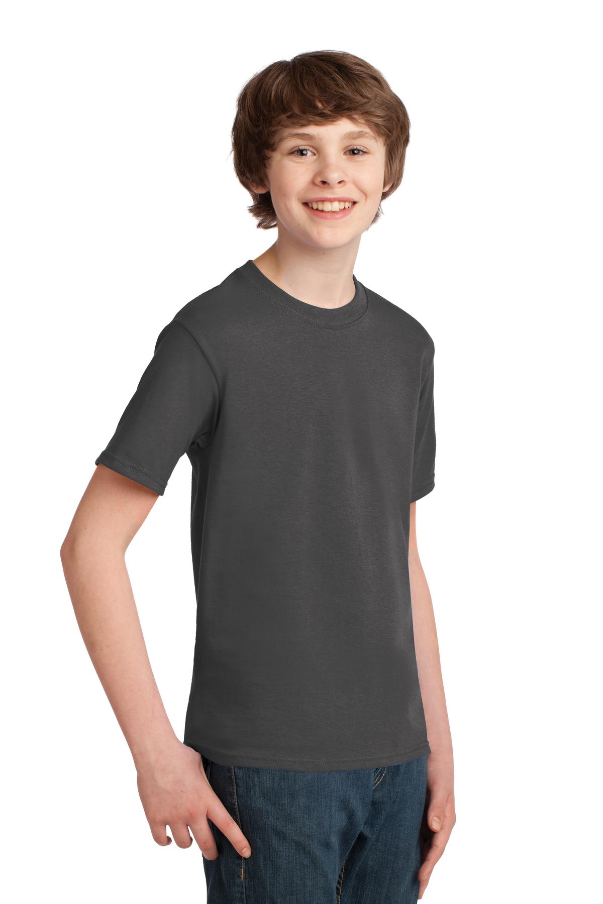 Charcoal Port & Co Youth Essential Tee. PC61Y
