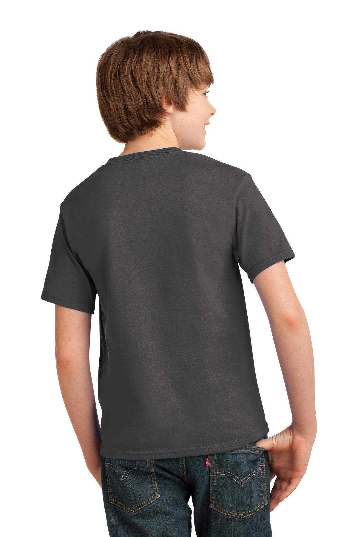 Charcoal Port & Co Youth Essential Tee. PC61Y