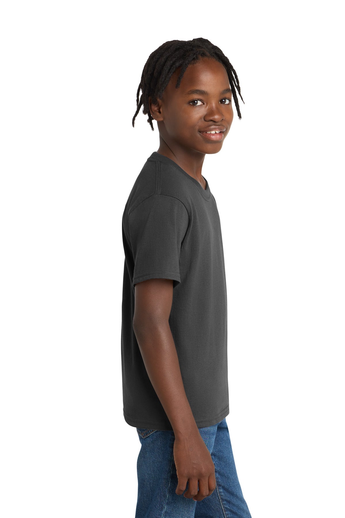 Charcoal Port & Co Youth Essential Tee. PC61Y