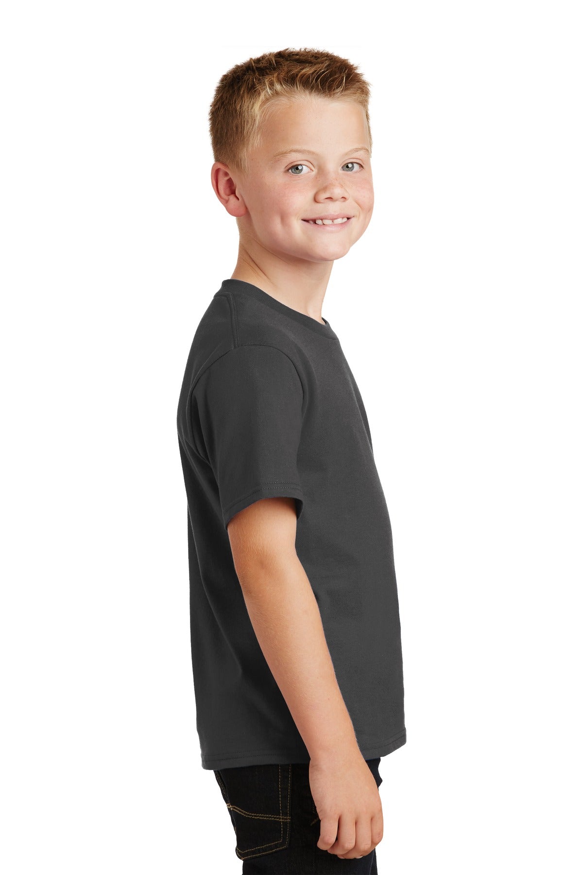 Charcoal Port & Co Youth Fan Favorite Tee. PC450Y