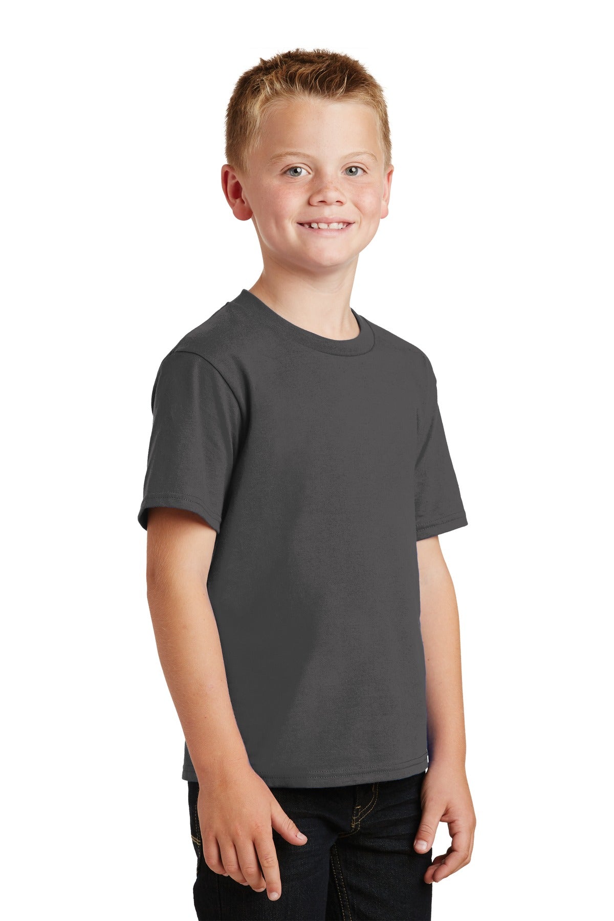 Charcoal Port & Co Youth Fan Favorite Tee. PC450Y